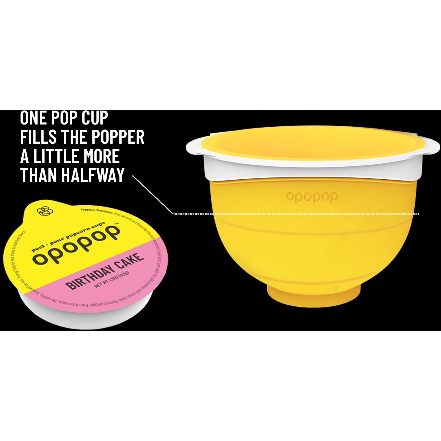 Opopop Microwave Popcorn - Pop Cups Birthday Cake 6-Pack, Non-Gmo Gourmet Popcorn Kernels & Popcorn Flavoring, Gluten Free Snacks, Easy To Make And No Mess