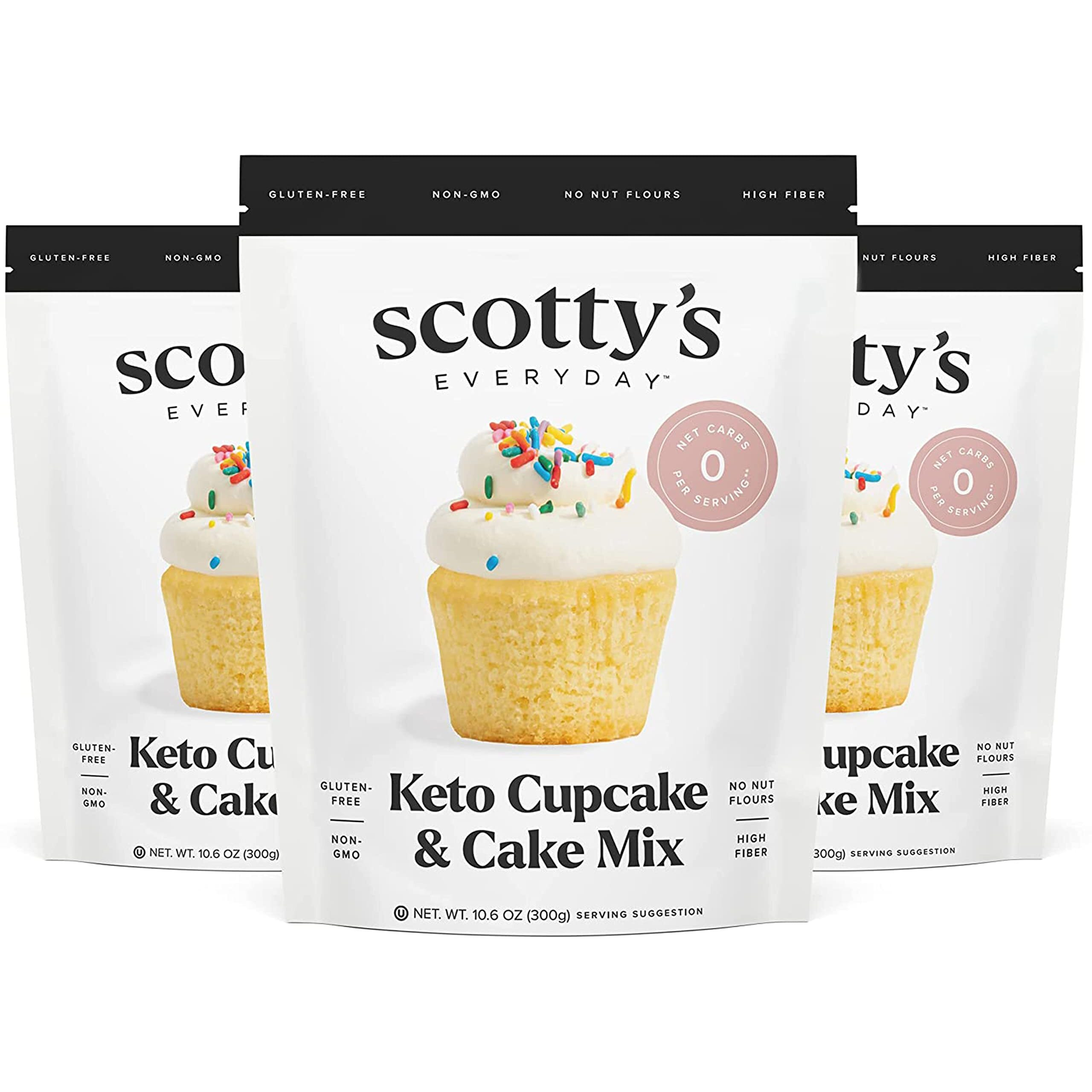 Keto Cupcake & Cake Mix - Gluten Free Keto Baking Mix - 0G Net Carbs - Sweetened With Allulose - No Erythritol - Sugar Free - 10.6Oz (3 Packs)