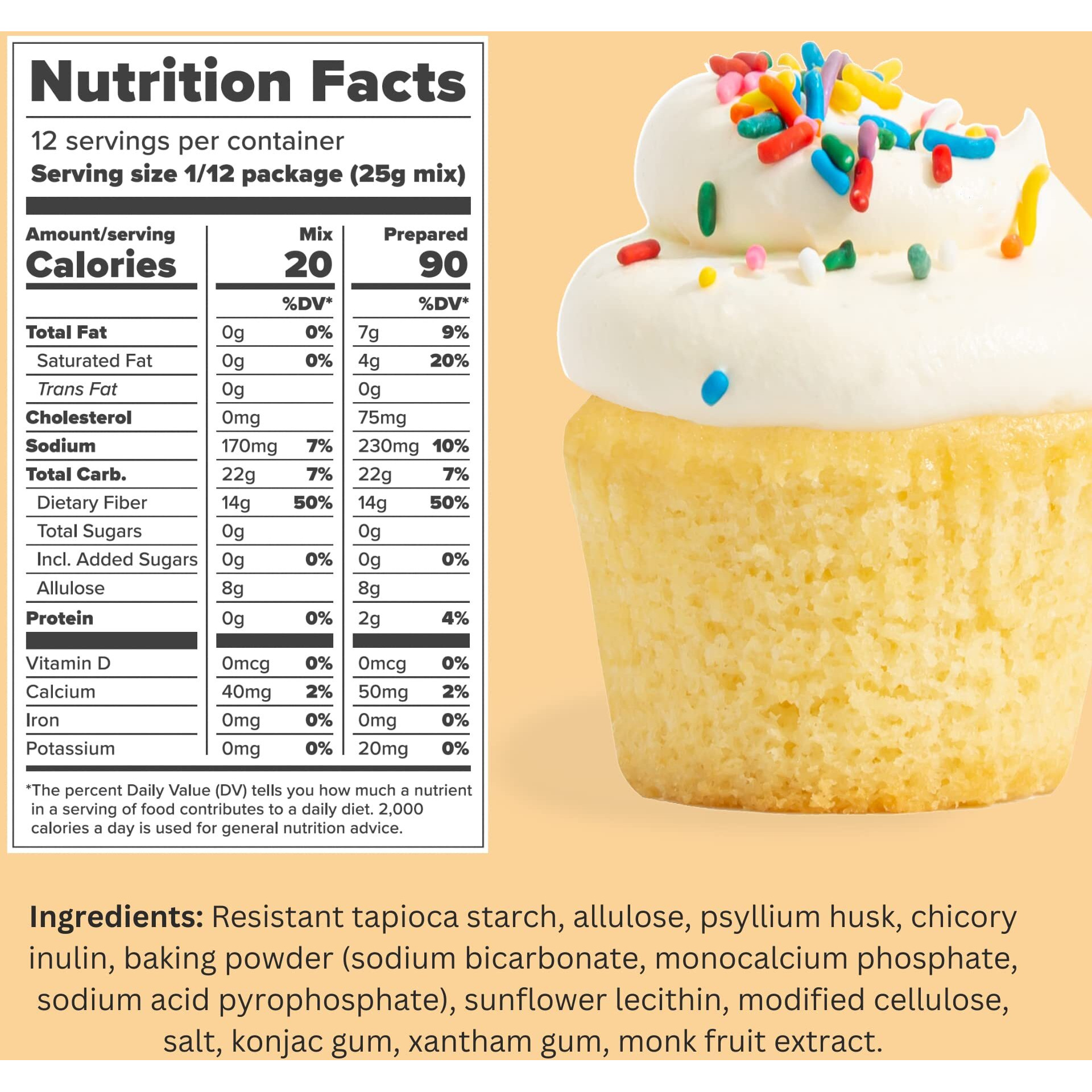 Keto Cupcake & Cake Mix - Gluten Free Keto Baking Mix - 0G Net Carbs - Sweetened With Allulose - No Erythritol - Sugar Free - 10.6Oz (3 Packs)