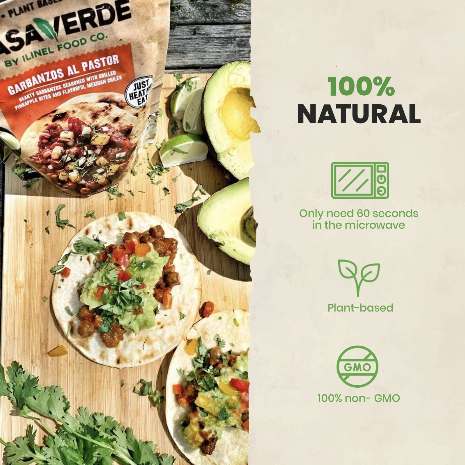 Casa Verde | Mexican Garbanzos Al Pastor, 100% Natural Food - Pack Of 6 - Real Taste | 100% Vegan & Non-Gmo, Plant-Based, No Preservatives
