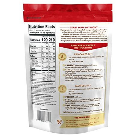 Arrowhead Mills Buttermilk Pancake & Waffle Mix, 26 Ounce (Pack Of 6)