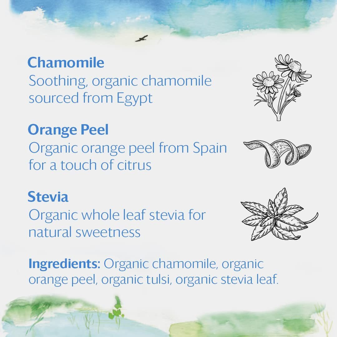 Grace Farms Chamomile Citrus Herbal Tea (16 Pyramid Sachets) | Naturally Sweet, Calming And Caffeine Free |Organic, Fair Trade And Kosher Certified | Gives Back 100% Of Profits