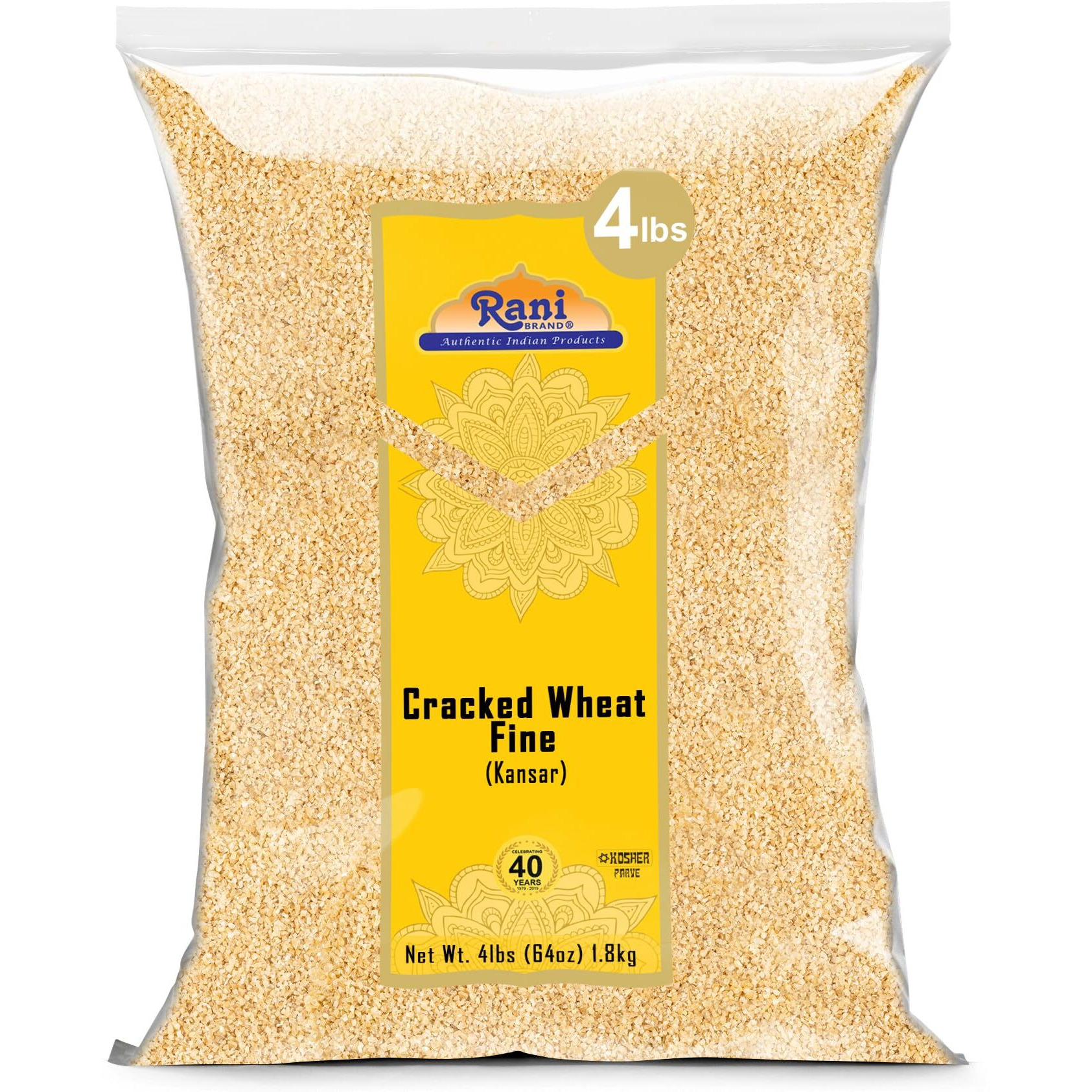 Rani Cracked Wheat Fine (Kansar/Bulgur Wheat1) 64Oz (4Lbs) 1.81Kg Bulk ~ All Natural | Vegan | Gluten Friendly | Non-Gmo |Kosher | Indian Origin