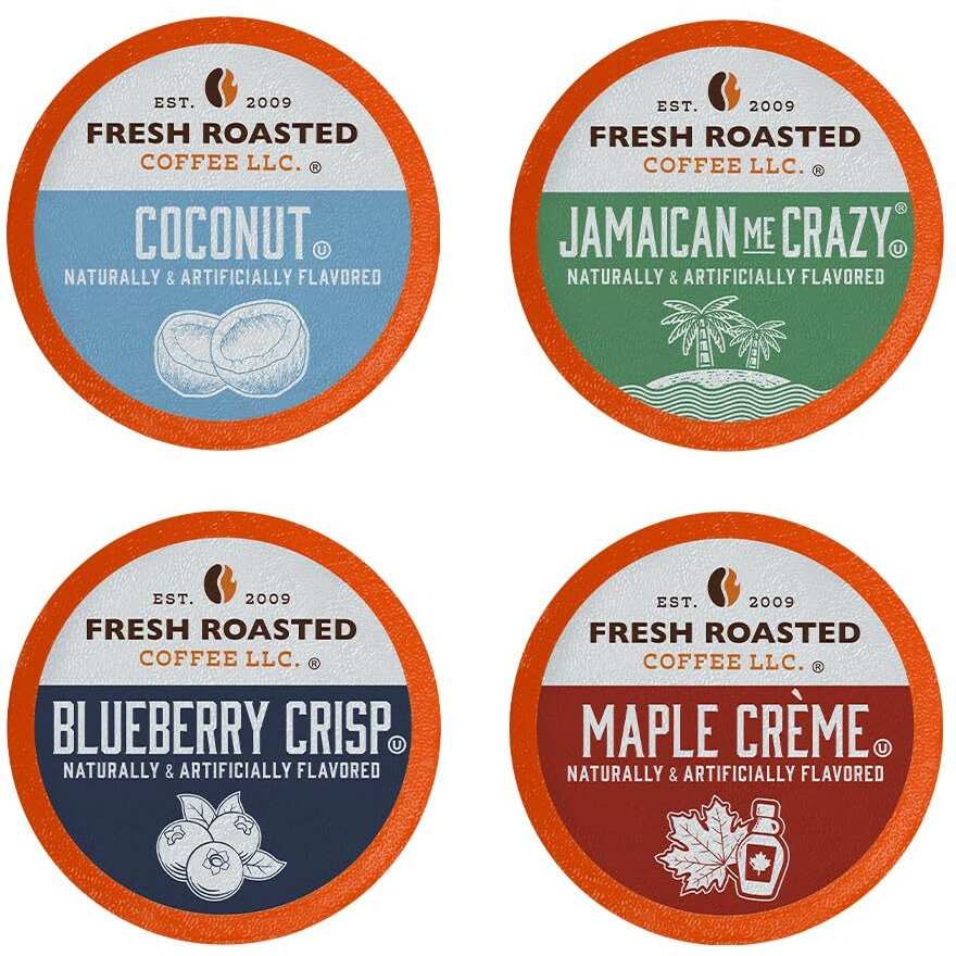 Fresh Roasted Coffee, Fun Flavors, Flavored Coffee Pod Variety Pack, K-Cup Compatible, 48 Count