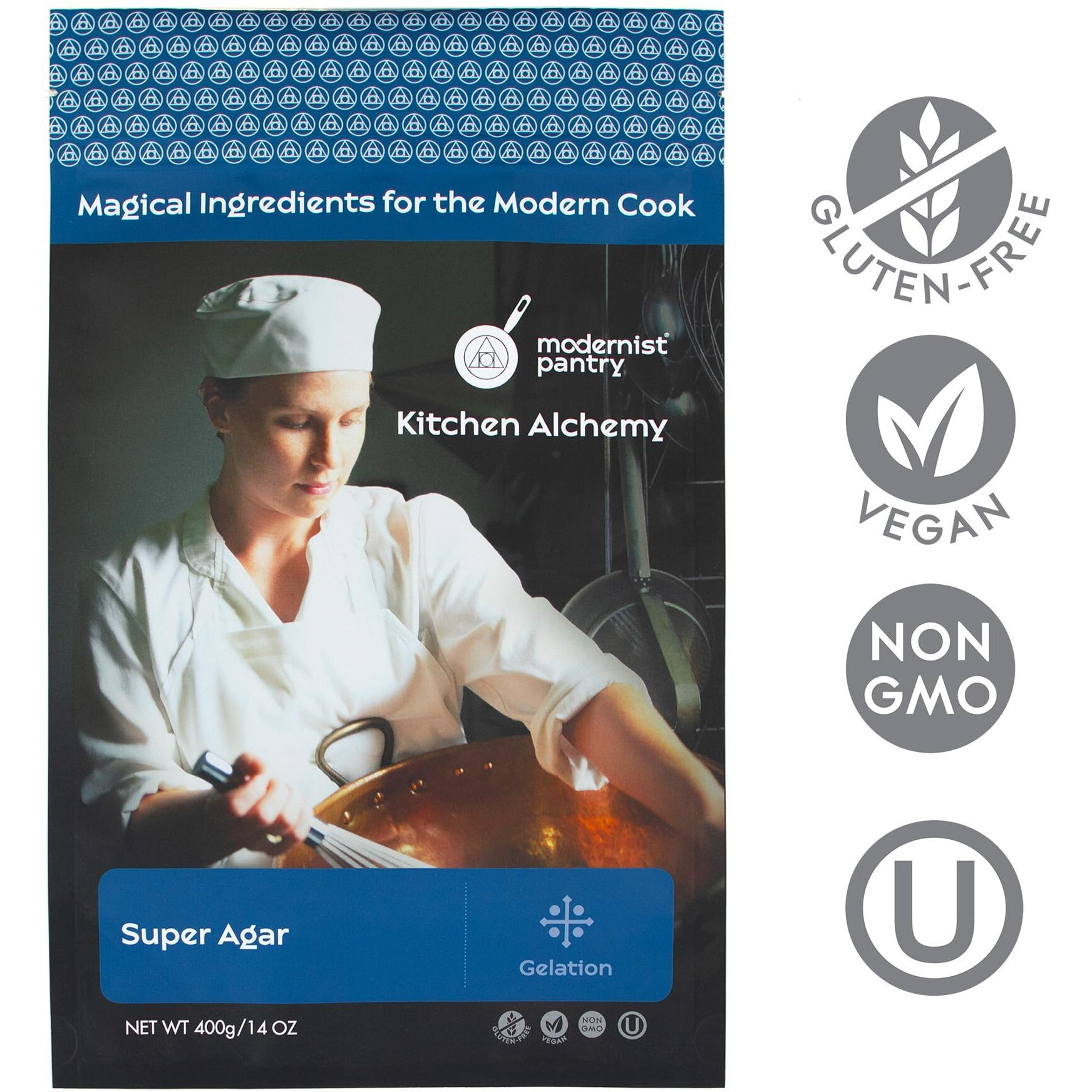 Pure Super Agar Powder - High Gel Strength Gracilaria Algae  Non-Gmo Vegan Ou Kosher Certified - 400G/14Oz