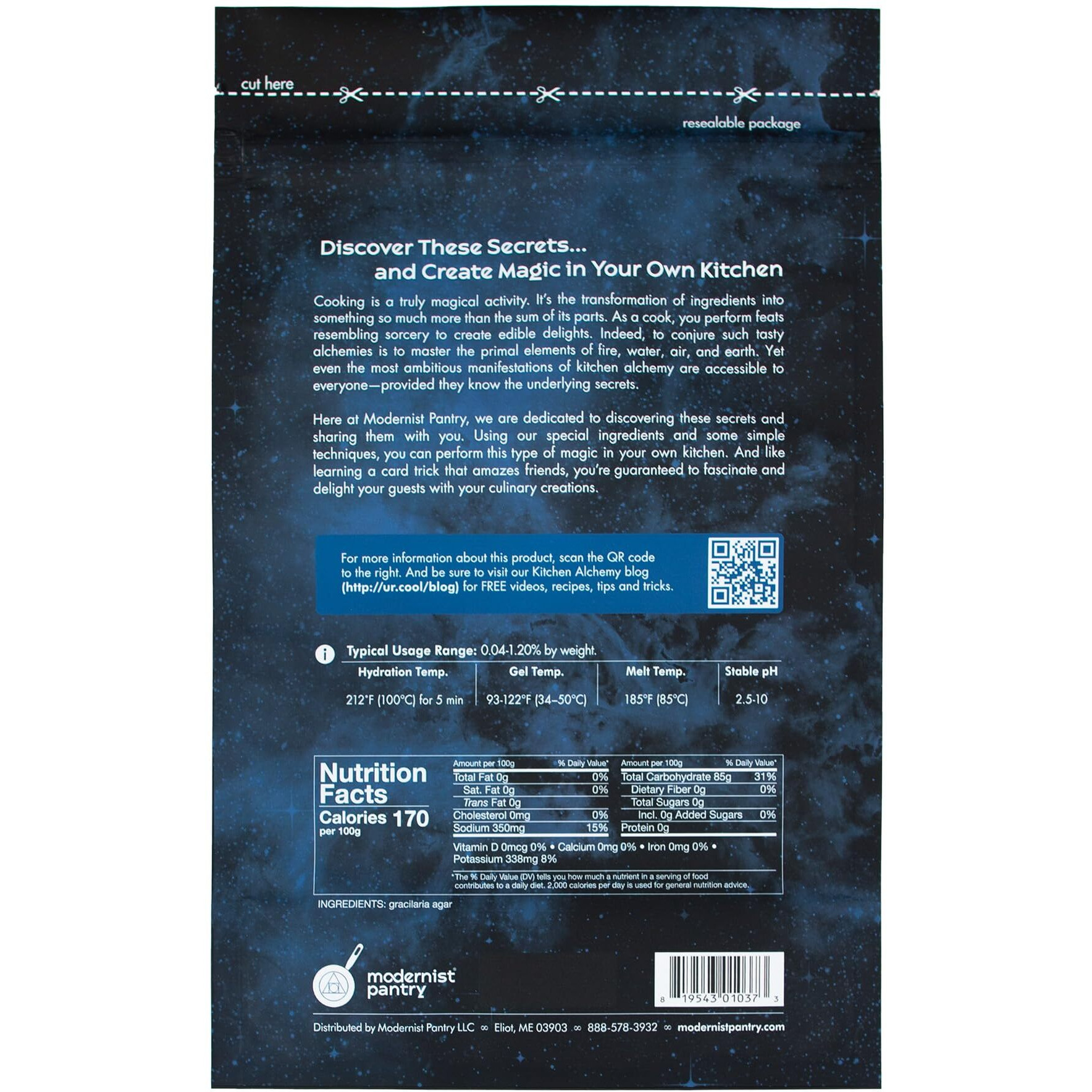 Pure Super Agar Powder - High Gel Strength Gracilaria Algae  Non-Gmo Vegan Ou Kosher Certified - 400G/14Oz