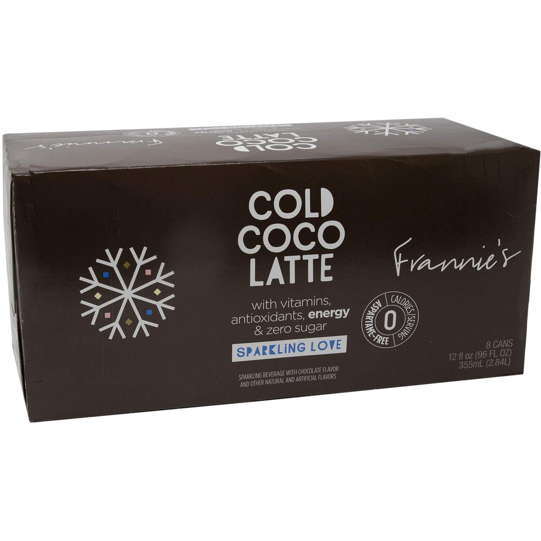Frannie's Sparkling Beverage- Zero Calories & Sugar, Aspertame Free 8-Pack 12 Fl. Oz. Cans (Cold Coco Latte)