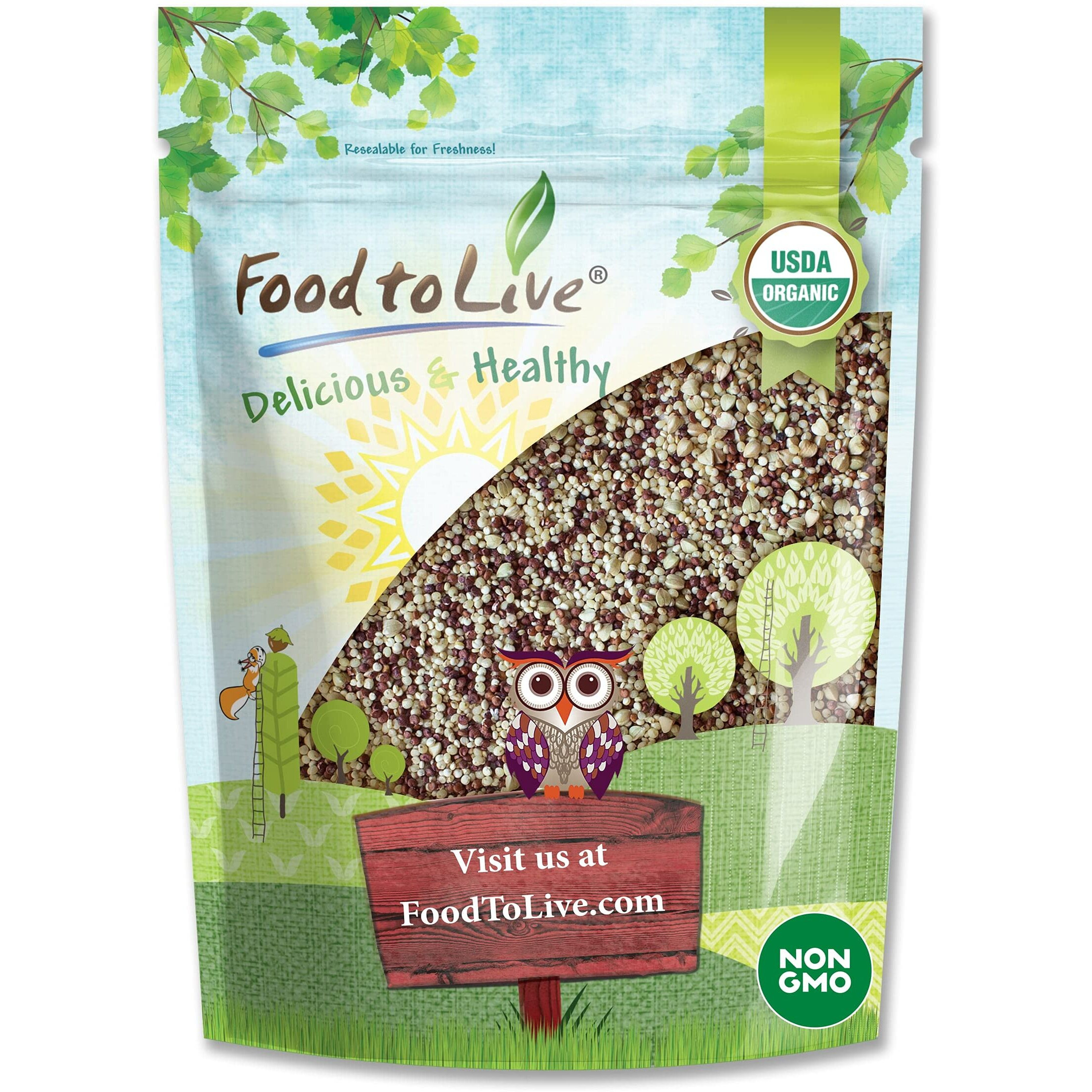 Food To Live Organic Super Grains Blend, 3 Pounds - A Mix Of Millet, Buckwheat, Red And White Quinoa. Non-Gmo, Non-Irradiated, Vegan Superfood, Bulk