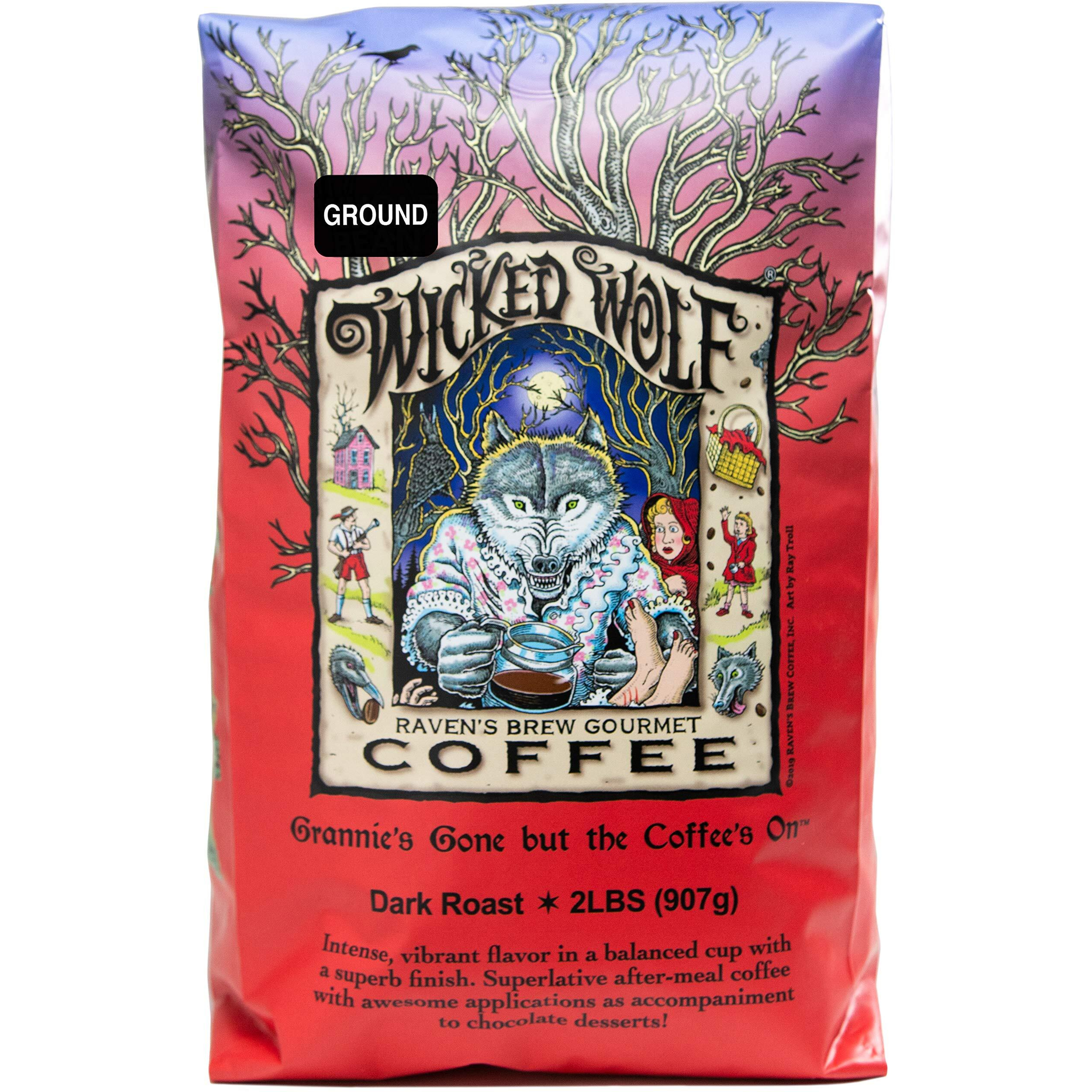 Raven's Brew Coffee Full Bodied Coffee Dark Roast Ground - Wicked Wolf 2Lb