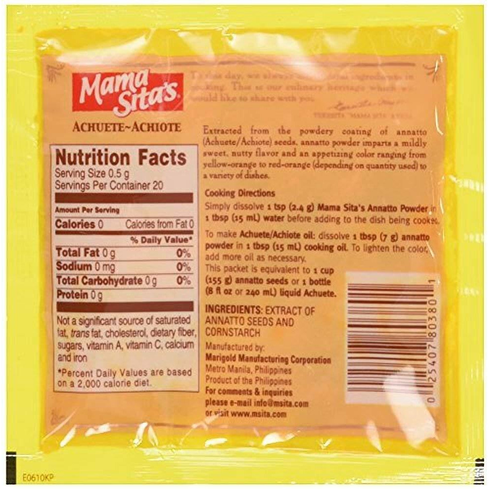 Mama Sita's Achuete Annatto Powder, 1/3Oz (10G) 12 Pack