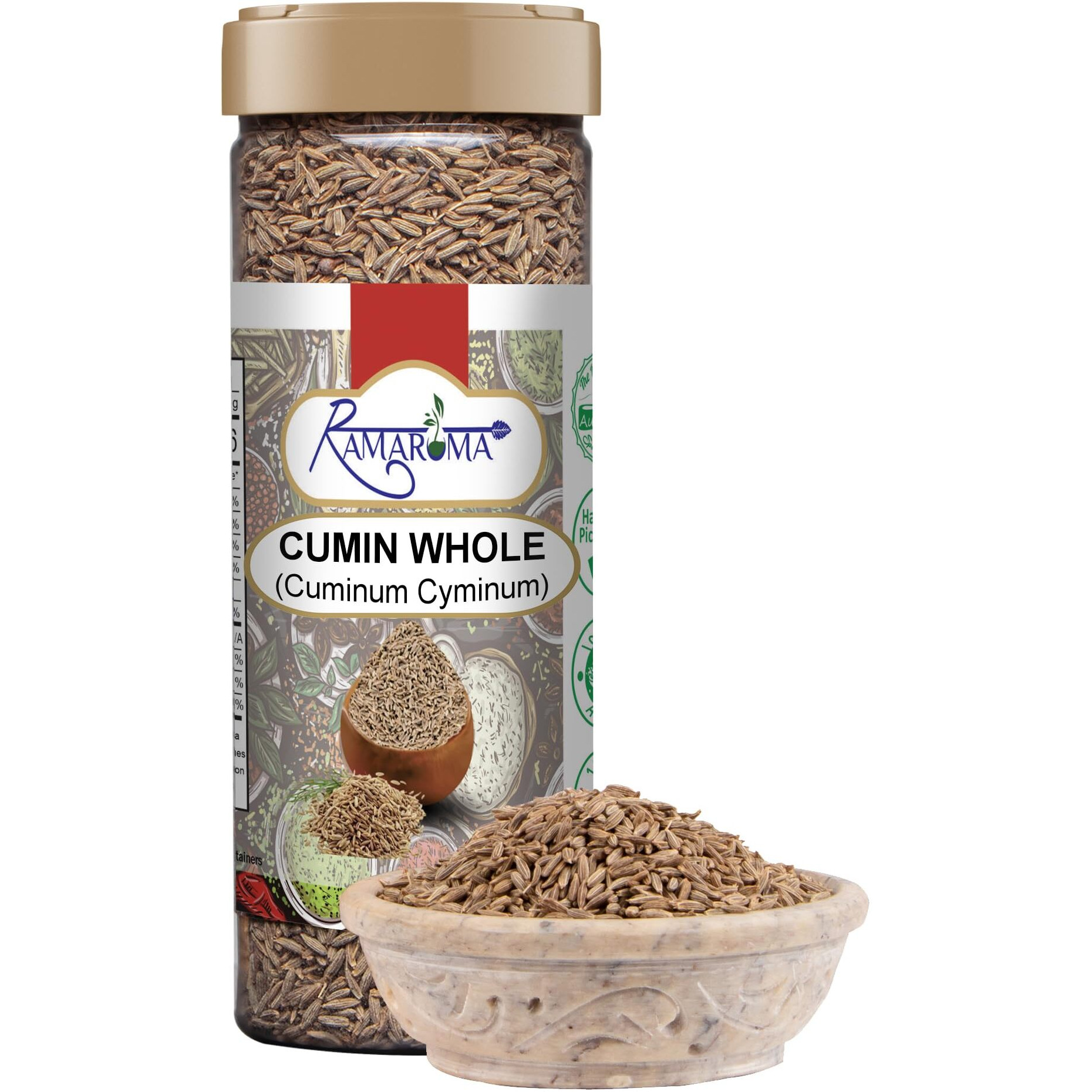 Ramaroma Cumin Seeds Whole (Jeera) Spice 3.5Oz (100G) ~ All Natural | Non-Gmo | 100% Vegan, Gluten Free | Quality Indian Spice, Fresh Natural Jeera