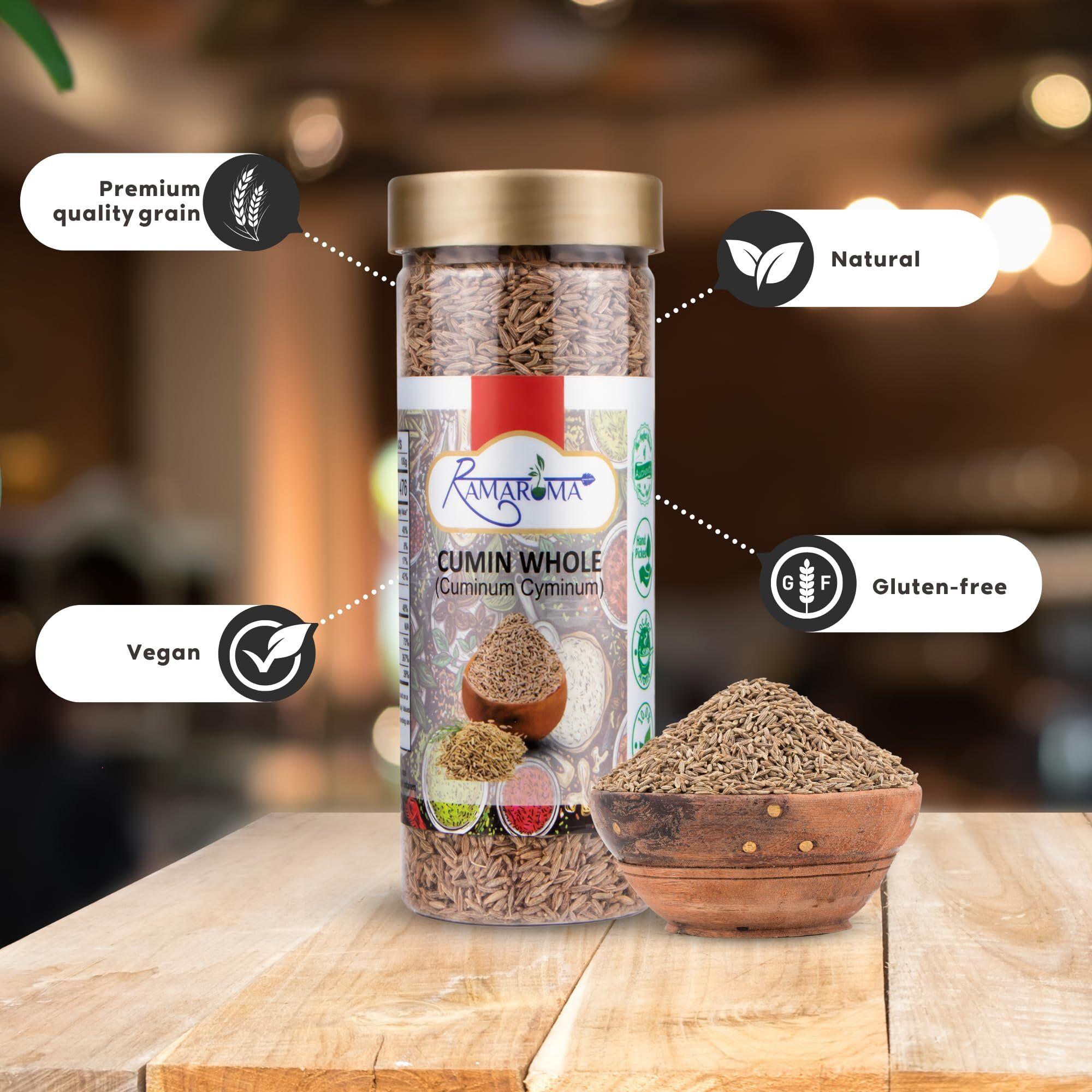 Ramaroma Cumin Seeds Whole (Jeera) Spice 3.5Oz (100G) ~ All Natural | Non-Gmo | 100% Vegan, Gluten Free | Quality Indian Spice, Fresh Natural Jeera