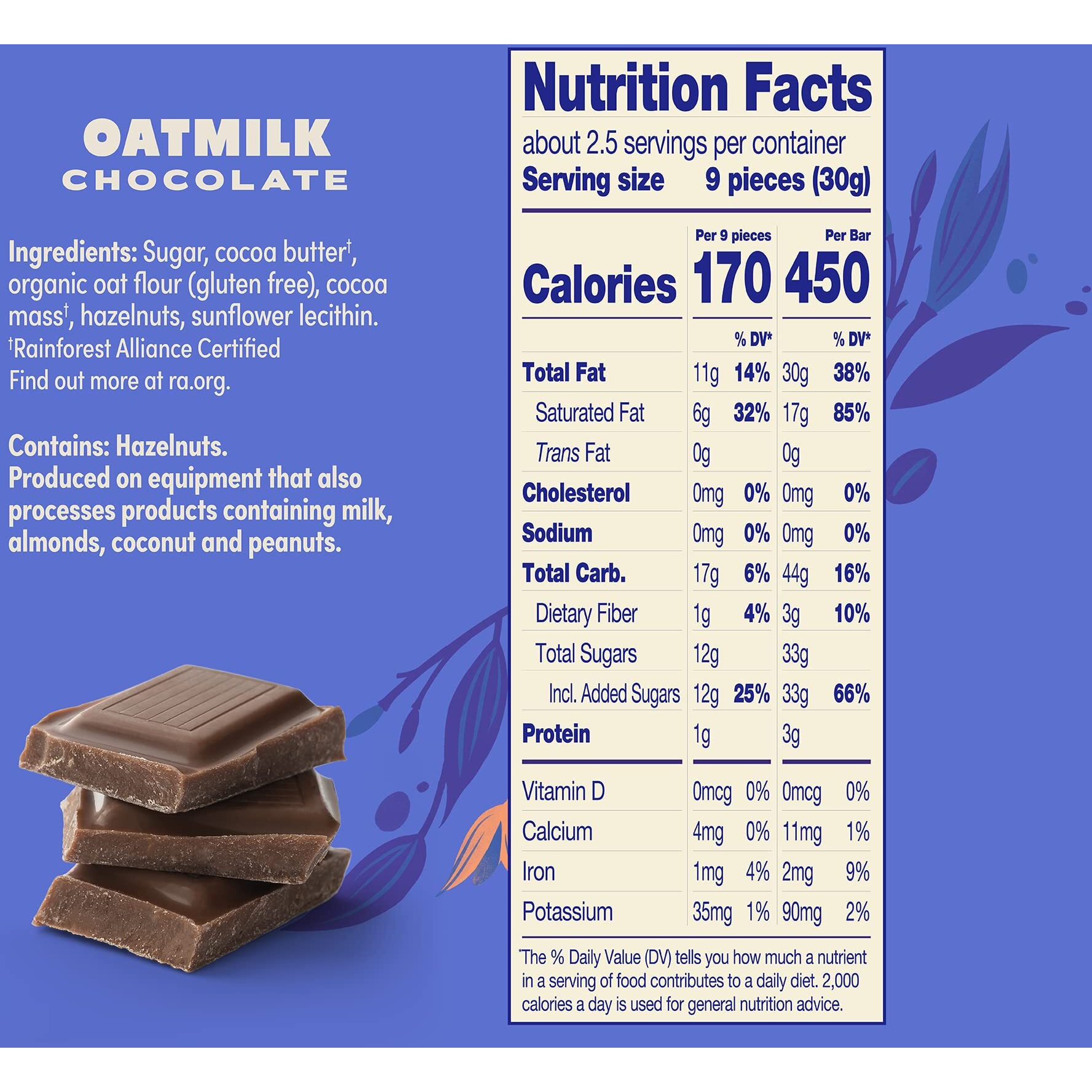 Lovo Oatmilk Chocolate Bar, Dairy Free & 100% Plant-Based & Dairy Free Milk Chocolate, Creamy And Delectable Vegan Milk Chocolate Made With Oat Milk, Non-Gmo, Gluten-Free, Swiss-Made, 2.82 Oz (Pack Of 4)