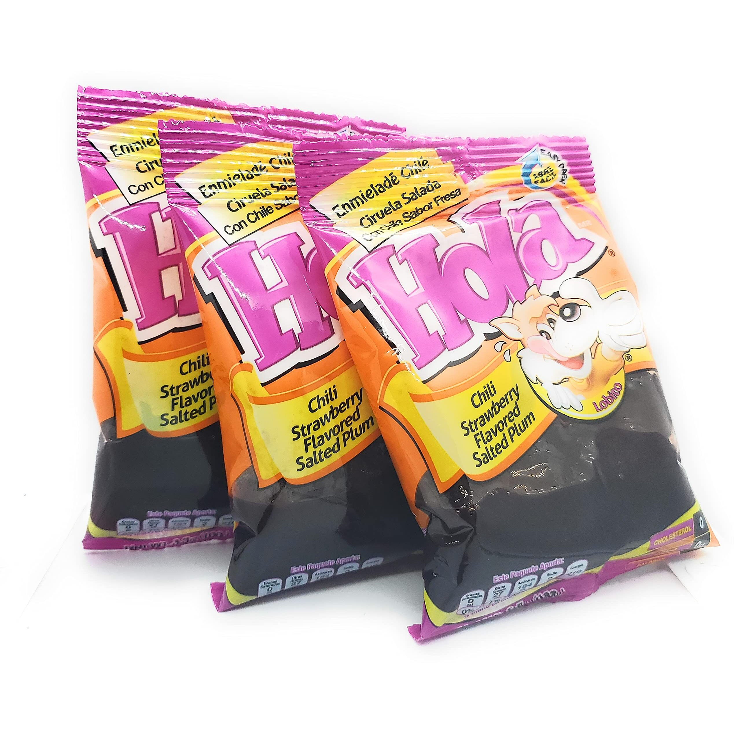 Salado Enmielado Con Chile - Saladulces Hola Lobito - Strawberry Flavored Salted Plums - 3.5 Oz - 3 Units