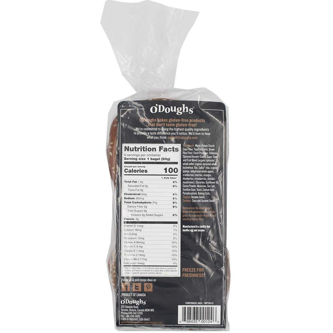 O'Doughs Thins - Pumpernickel Bagels10.6 Oz | Presliced | Good Source Of Fibre, Cholesterol Free, Trans Fat Free.| Pack Of 3 |