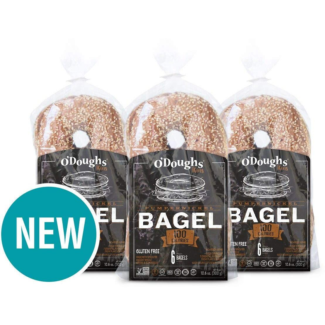 O'Doughs Thins - Pumpernickel Bagels10.6 Oz | Presliced | Good Source Of Fibre, Cholesterol Free, Trans Fat Free.| Pack Of 3 |
