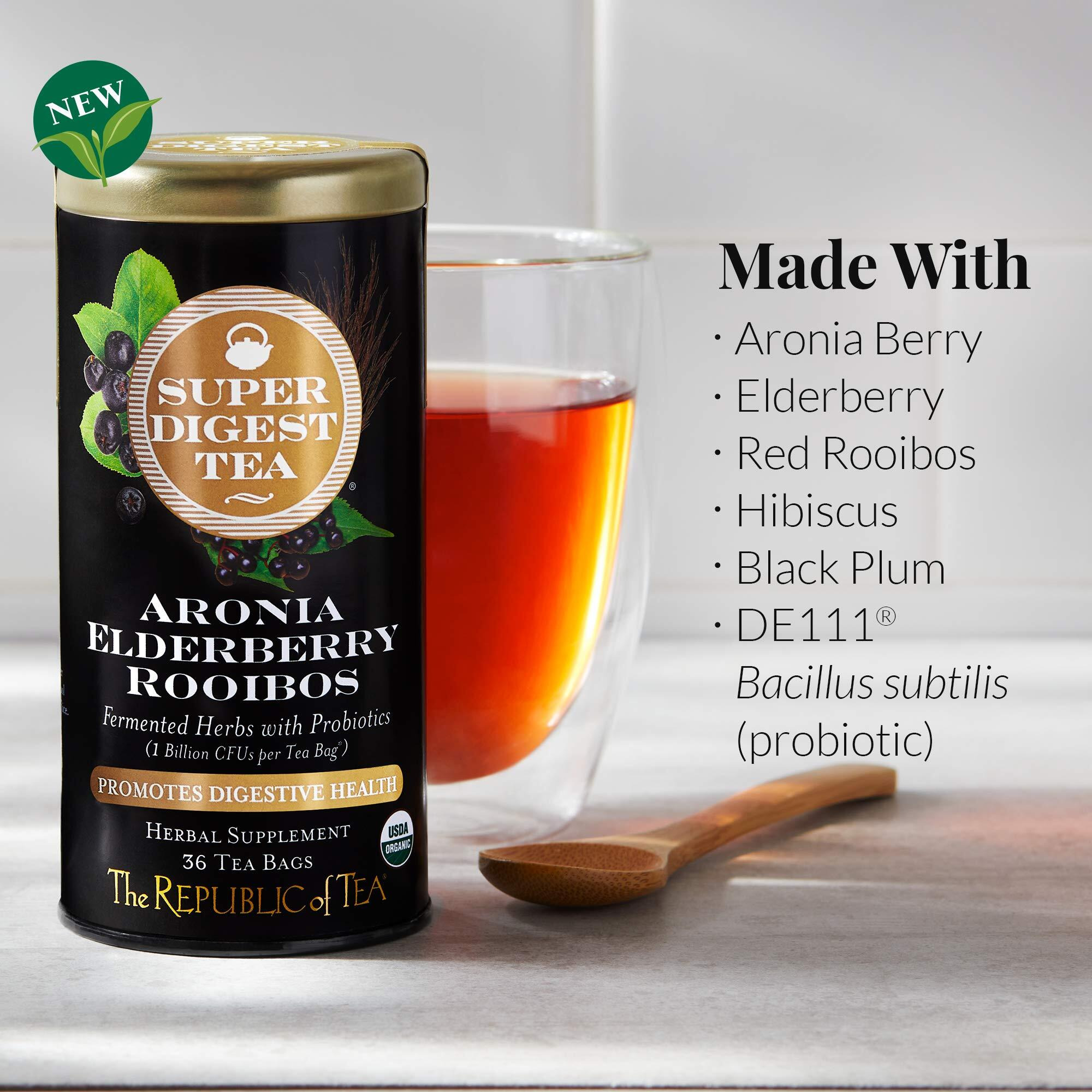 The Republic Of Tea Organic Aronia Elderberry Rooibos Superdigest Tea | Probiotic Tea Bags (36 Count)