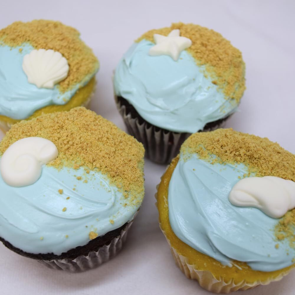 Oasis Supply Seashells And Starfish Sugar Decorations, Cupcake Toppers, 12 Count