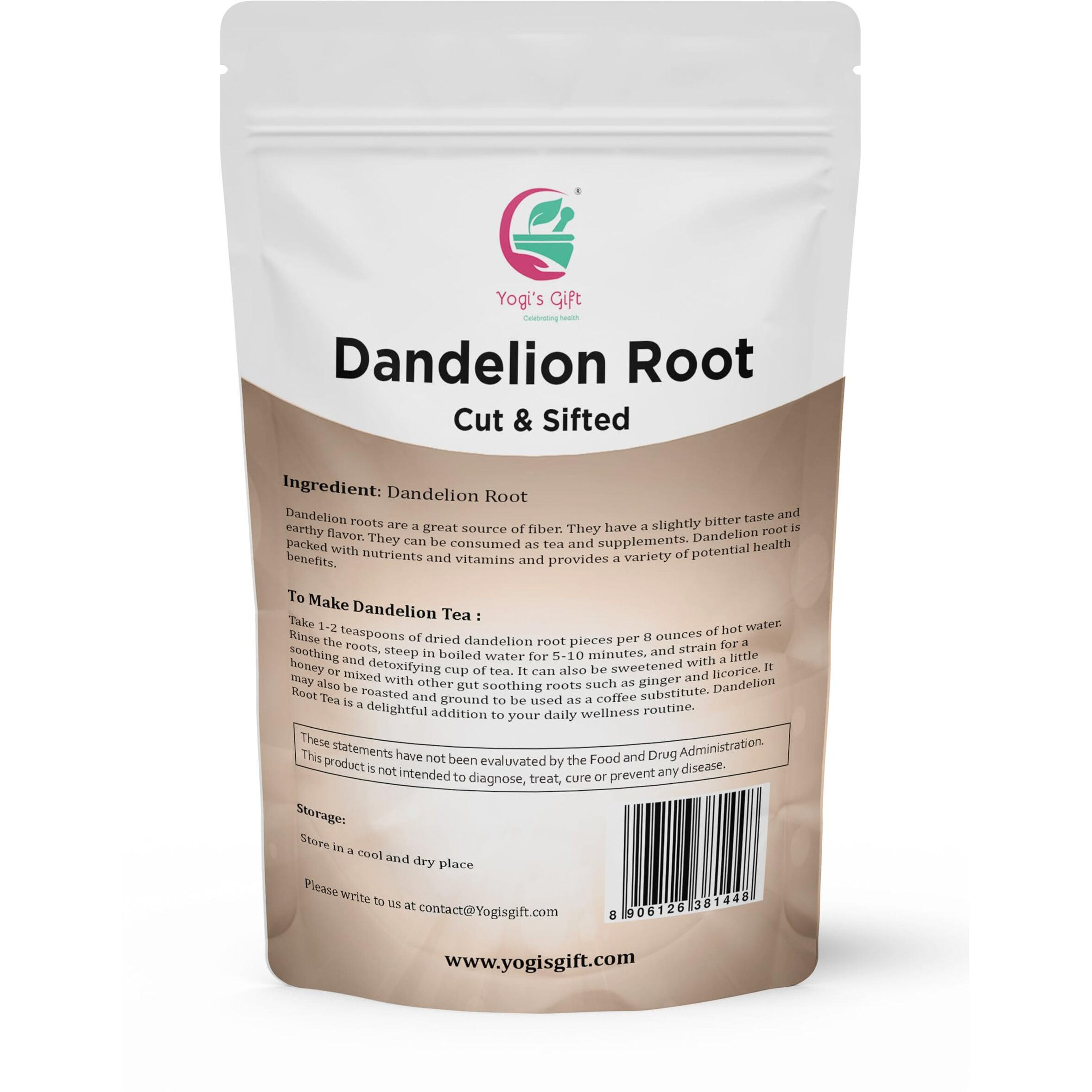 Dandelion Root 1 Lb | Cut And Sifted Loose Root | By Yogi's Gift