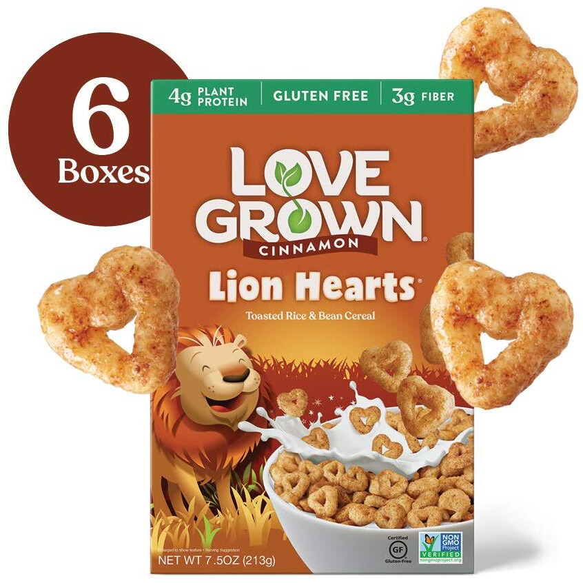Love Grown Lion Hearts Cereal, 7.5Oz Box, 6-Pack