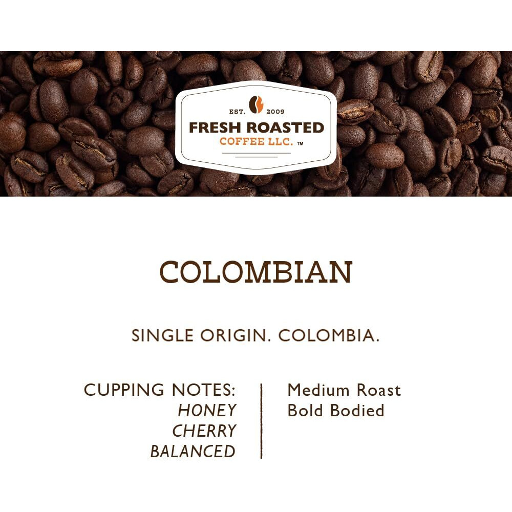 Fresh Roasted Coffee,100% Colombian, 5 Lb (80 Oz), Medium Roast, Kosher, Ground