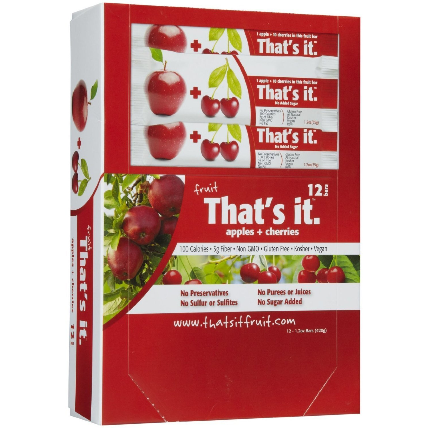 That's It Fruit Bars, Apple And Cherry, Pack Of 24 (2 Cases)