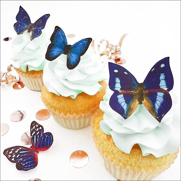 Sugar Robot Inc. Edible Butterflies Small Premium Crafted Made In The Usa Cake And Cupcake Toppers, Decoration (Blue)