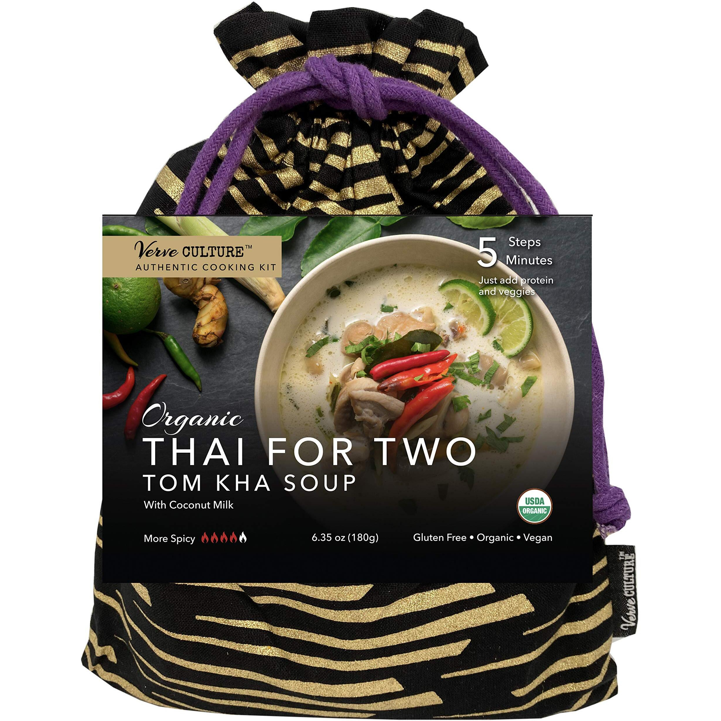 Thai For Two Cooking Kit By Verve Culture | Usda-Organic Tom Kha Soup Cooking Kit | Authentic Thai Cuisine | Unique Cooking Gift Set | Vegan, Gluten-Free | Made In Thailand