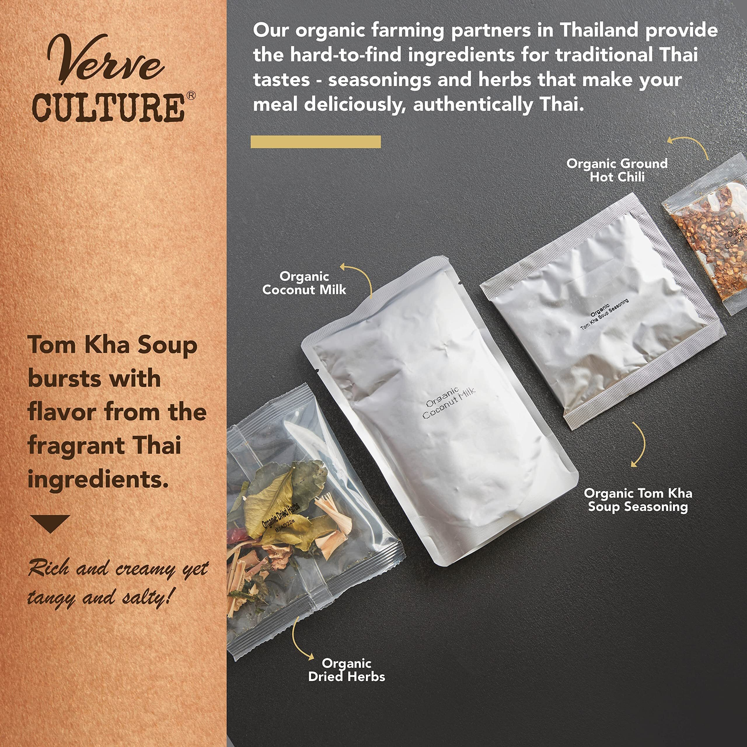 Thai For Two Cooking Kit By Verve Culture | Usda-Organic Tom Kha Soup Cooking Kit | Authentic Thai Cuisine | Unique Cooking Gift Set | Vegan, Gluten-Free | Made In Thailand