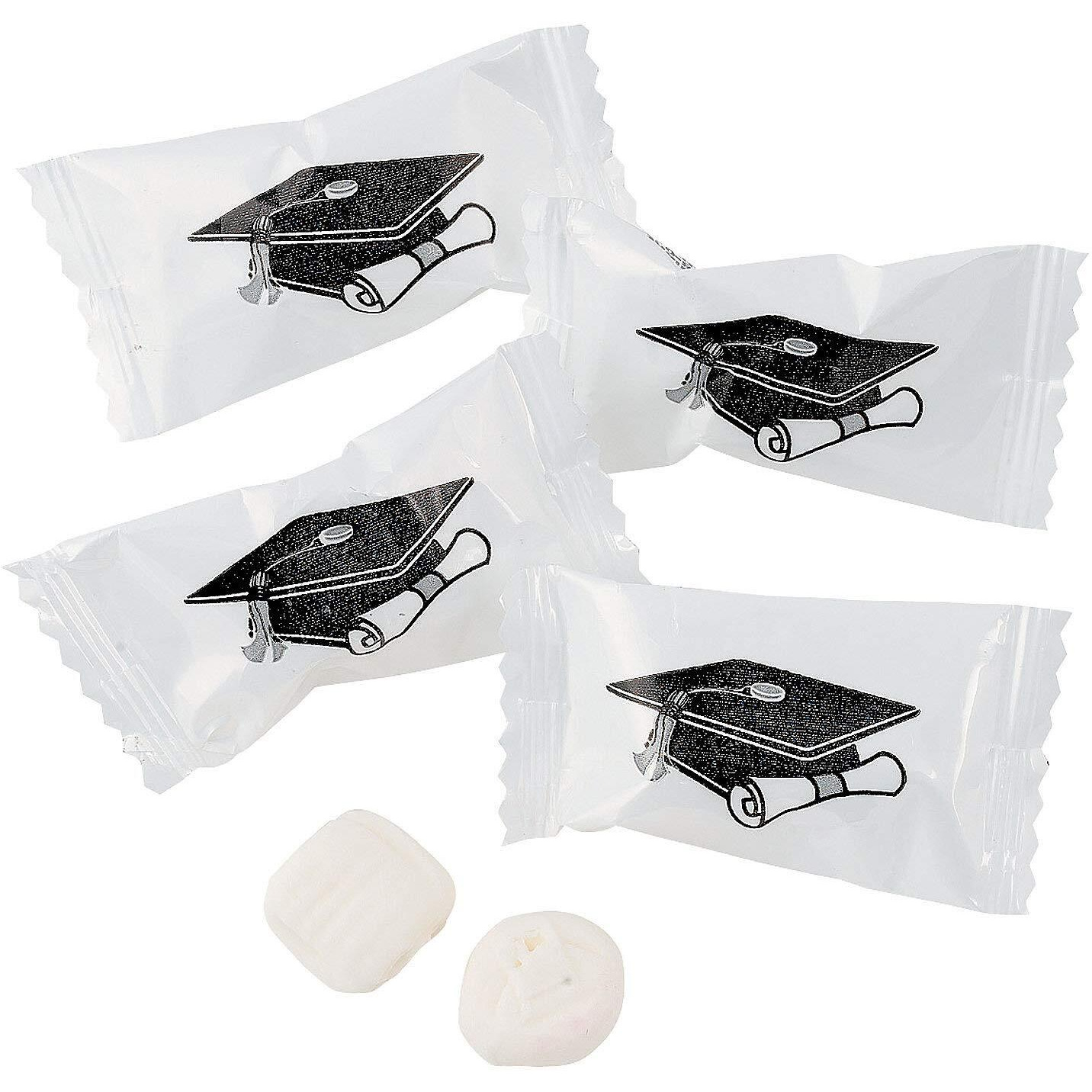 Graduation Buttermints, Graduation Party Candy, Candy Buffet, 108 Pieces, Individually Wrapped Pieces (White)