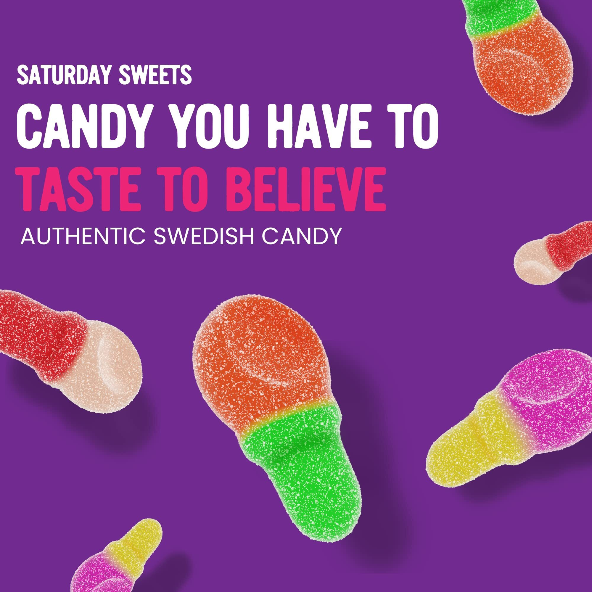 Saturday Sweets Mini Dummies | Authentic Swedish Candy | Low Calorie & Non-Gmo, Gelatin Free, No High Fructose Corn Syrup | Resealable, Made In Europe, Swedish Style | Better-For-You, Healthy Snacks For Adults & Kids (3 Pack)