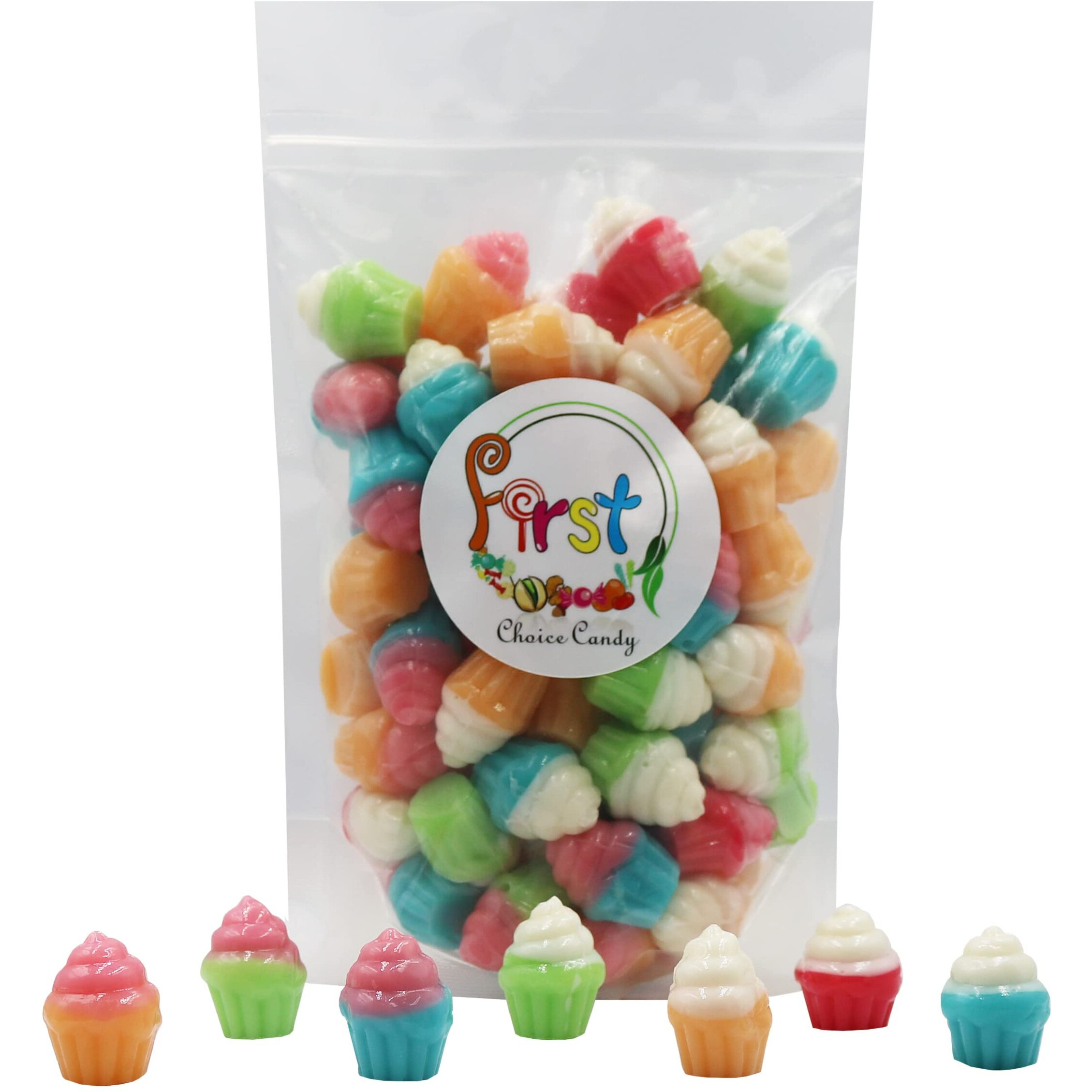 Firstchoicecandy 3D Rainbow Juicy Gummy Candy (3D Cupcake, 2 Pound)