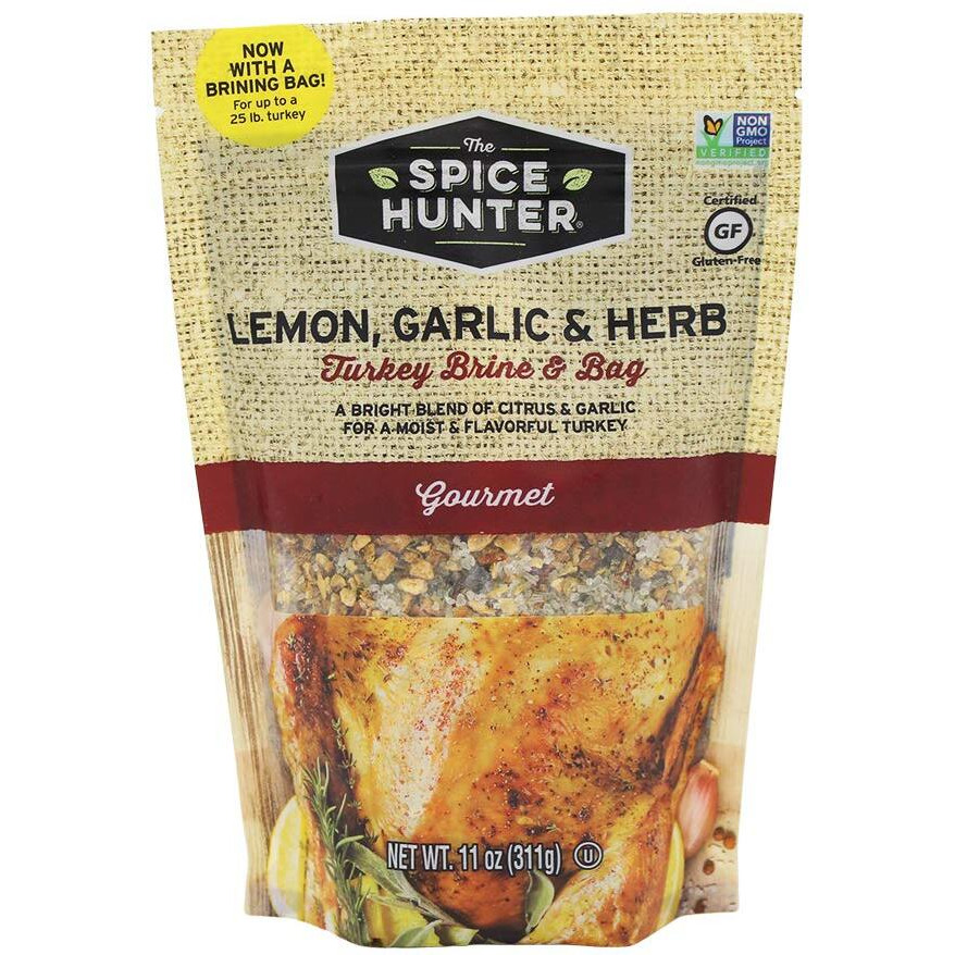 Spice Hunter Turkey Brine & Bag, Lemon, Garlic And Herb, 11 Ounce