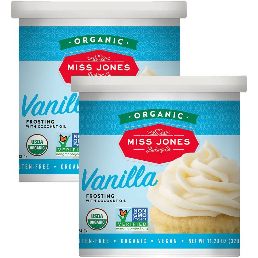 Miss Jones Baking Organic Buttercream Frosting, Perfect For Icing And Decorating, Vegan-Friendly Vanilla (Pack Of 2)