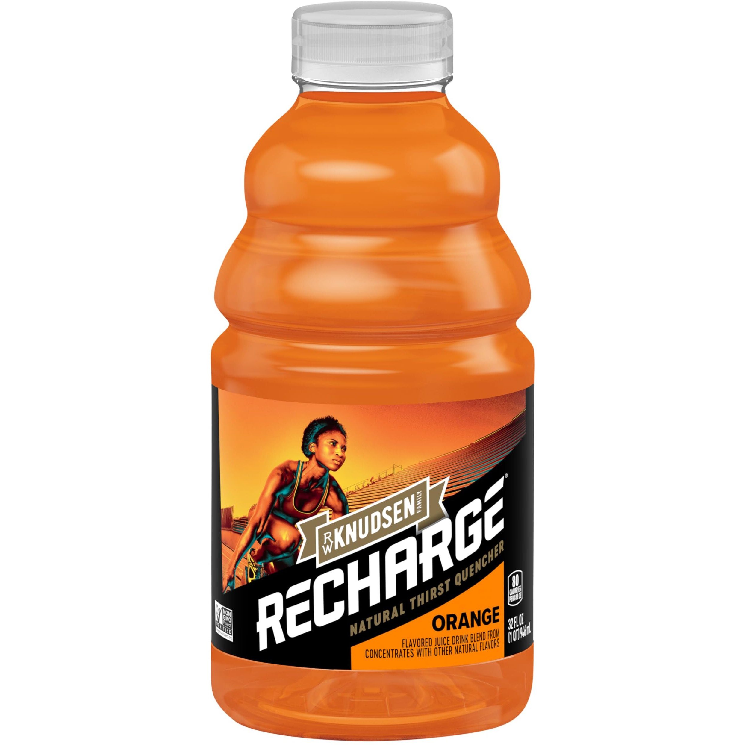 R.W. Knudsen Recharge Orange Sports Drink With Electrolytes, 32 Fl Oz (Pack Of 6)