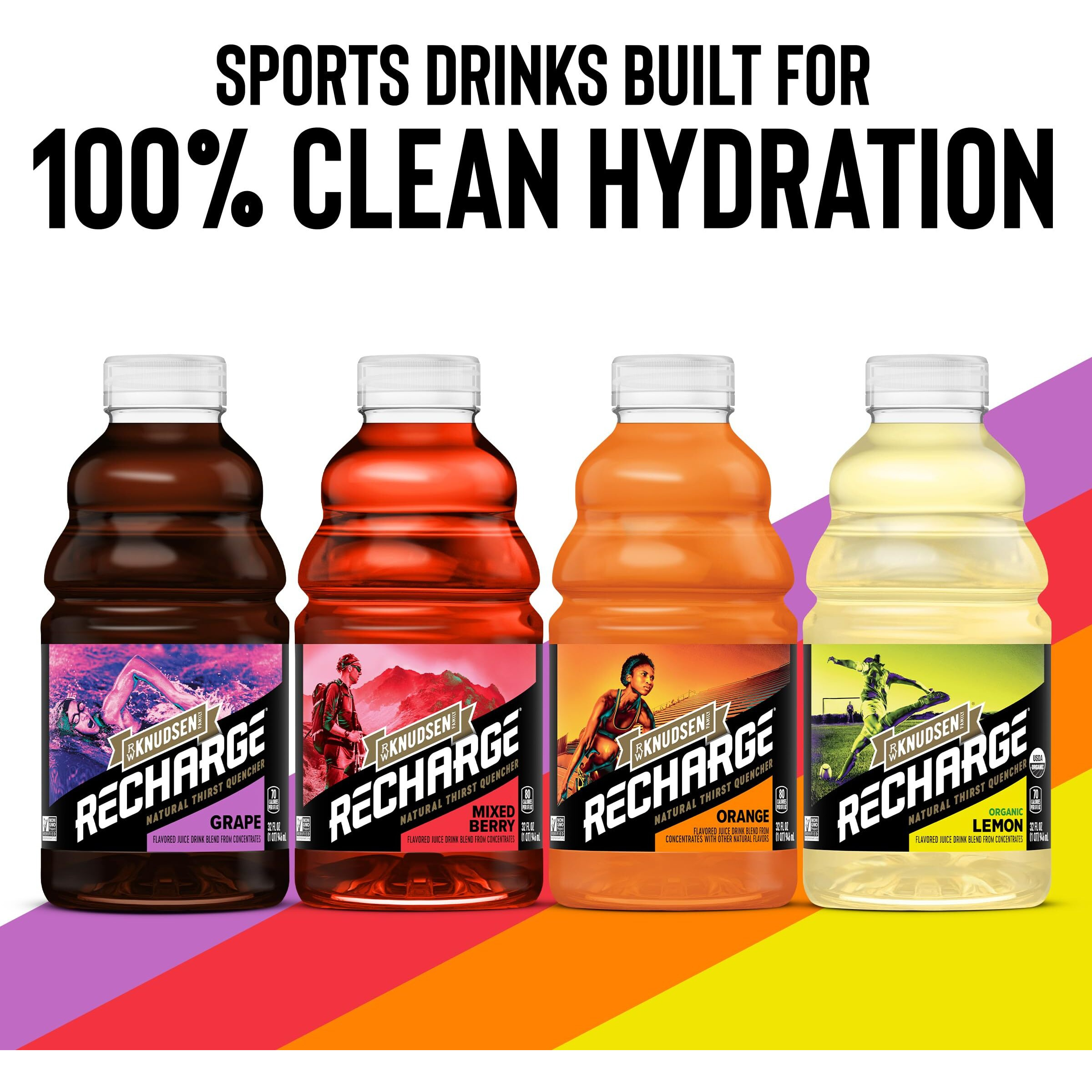 R.W. Knudsen Recharge Orange Sports Drink With Electrolytes, 32 Fl Oz (Pack Of 6)