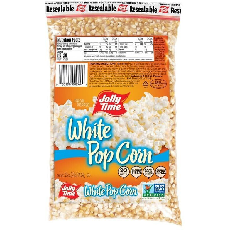 Jolly Time Unpopped Popcorn Kernels, Gourmet Popping Corn For Air Popper Machine Or Stovetop, Non-Gmo (White Pop Corn, 2 Pound (Pack Of 4))