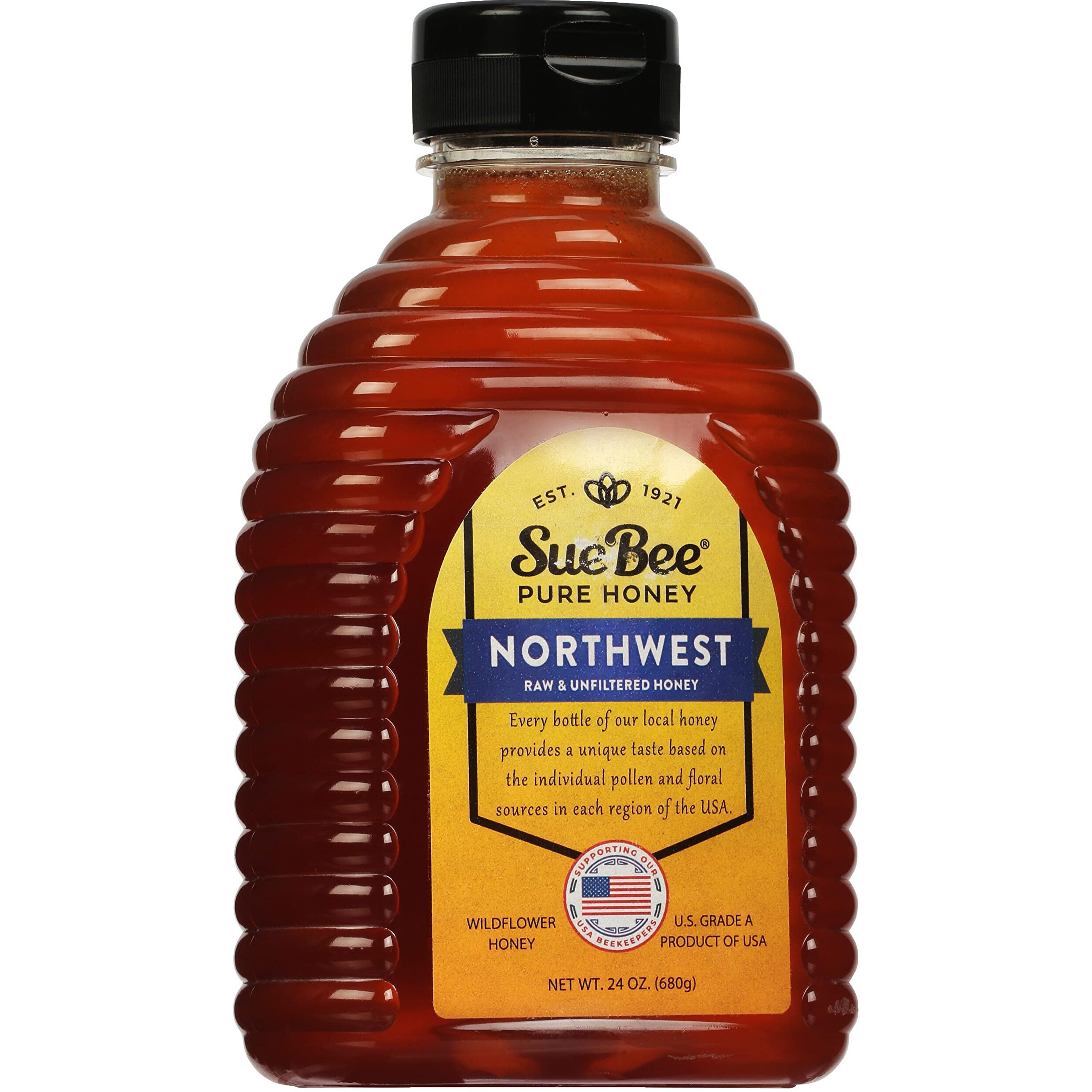 Sue Bee Honey Regional Northwest Usa Honey, Strained, Unfiltered Beekeeper-Owned Co-Op Honey, 24-Ounce