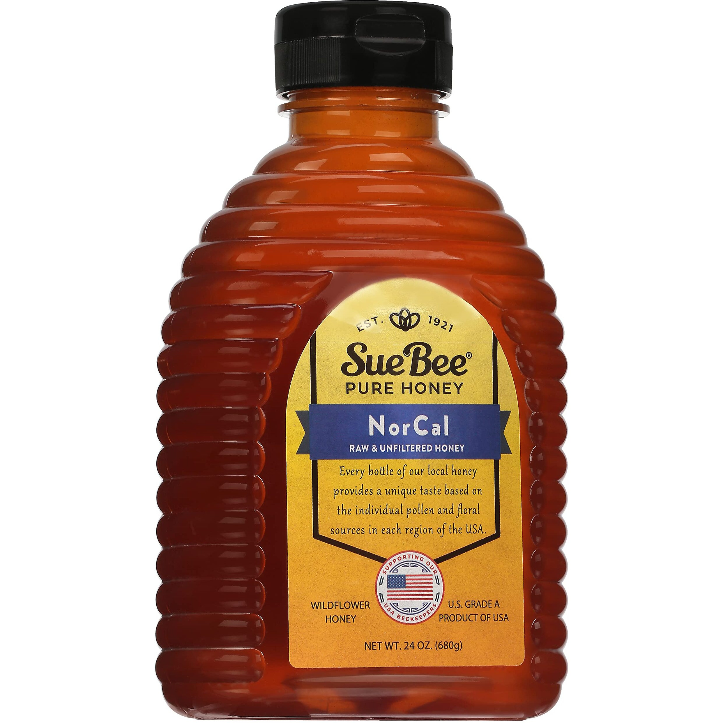 Sue Bee Honey Regional Northern California Honey, Strained, Unfiltered Beekeeper-Owned Co-Op Honey, 24-Ounce