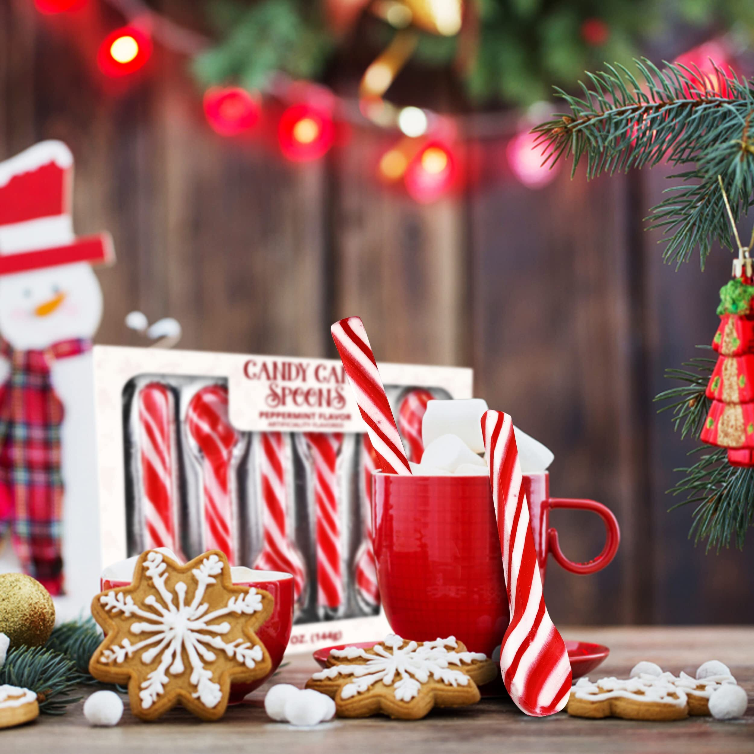 Peppermint Spoons - Pack Of 12 Stunning Candy Cane Spoons - Perfect Christmas Candy - Delicious And Colorful Peppermint Candy - Ideal For Hot Chocolate On Christmas Eve