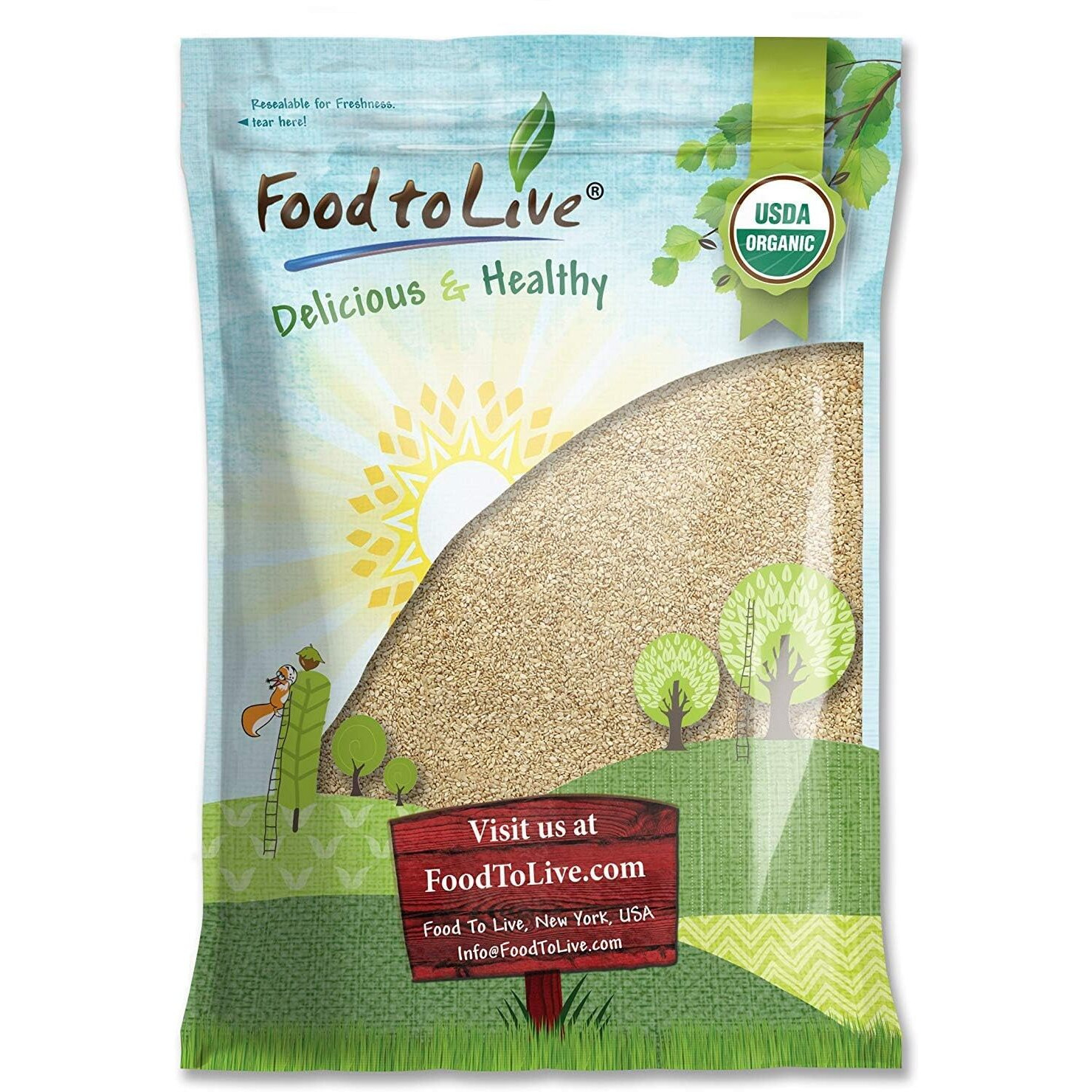 Food To Live Organic Hulled Sesame Seeds, 6 Pounds - Whole Raw White Sesame Seeds, Non-Gmo, Kosher, Vegan, Unroasted, Bulk. High In Iron, And Calcium. Perfect For Tahini Paste, Stir-Fries, And Salads.
