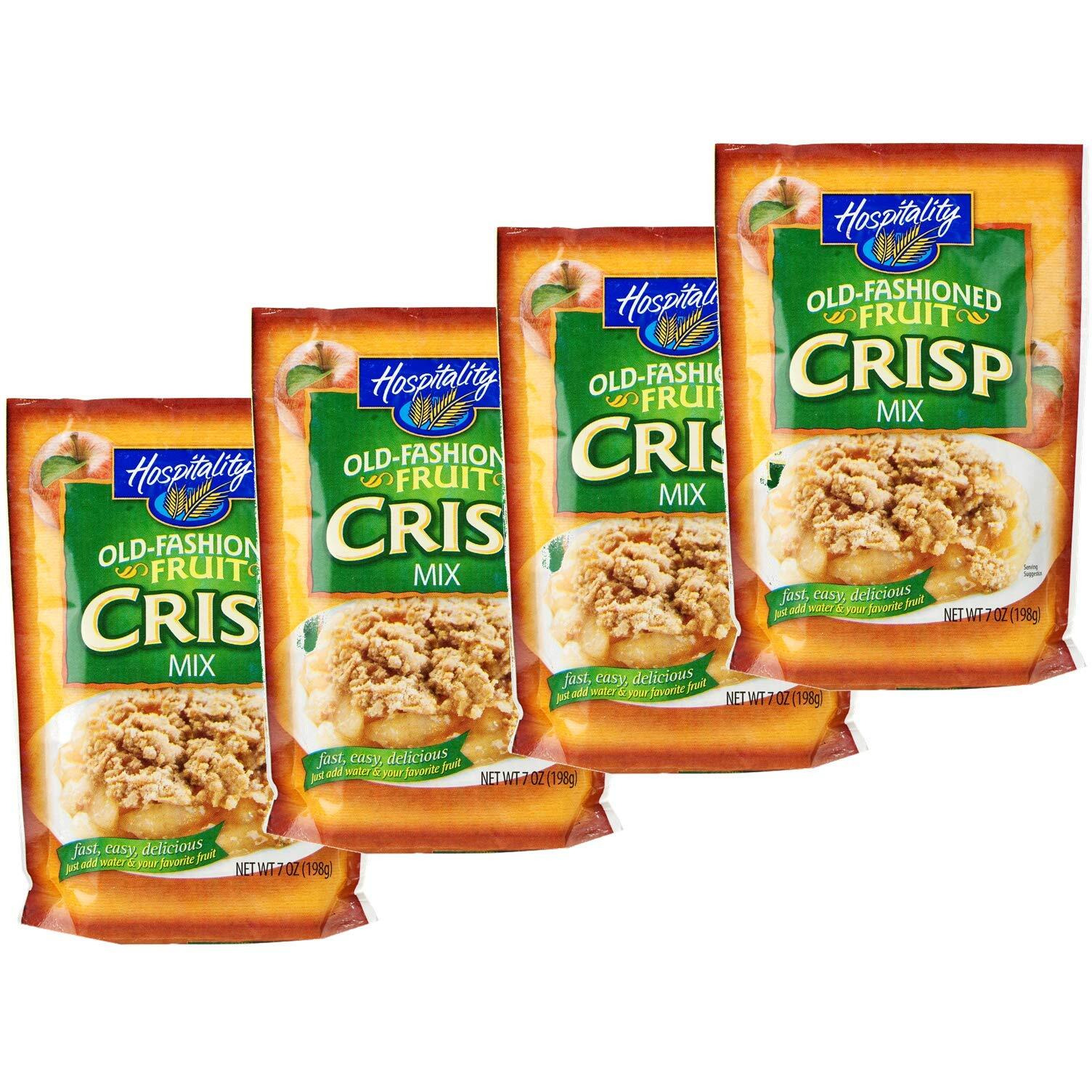 Hospitality Old Fashioned Fruit Cobbler Mix Or Fruit Crisp Mix- Four 7 Oz. Packets (Fruit Crisp Mix)