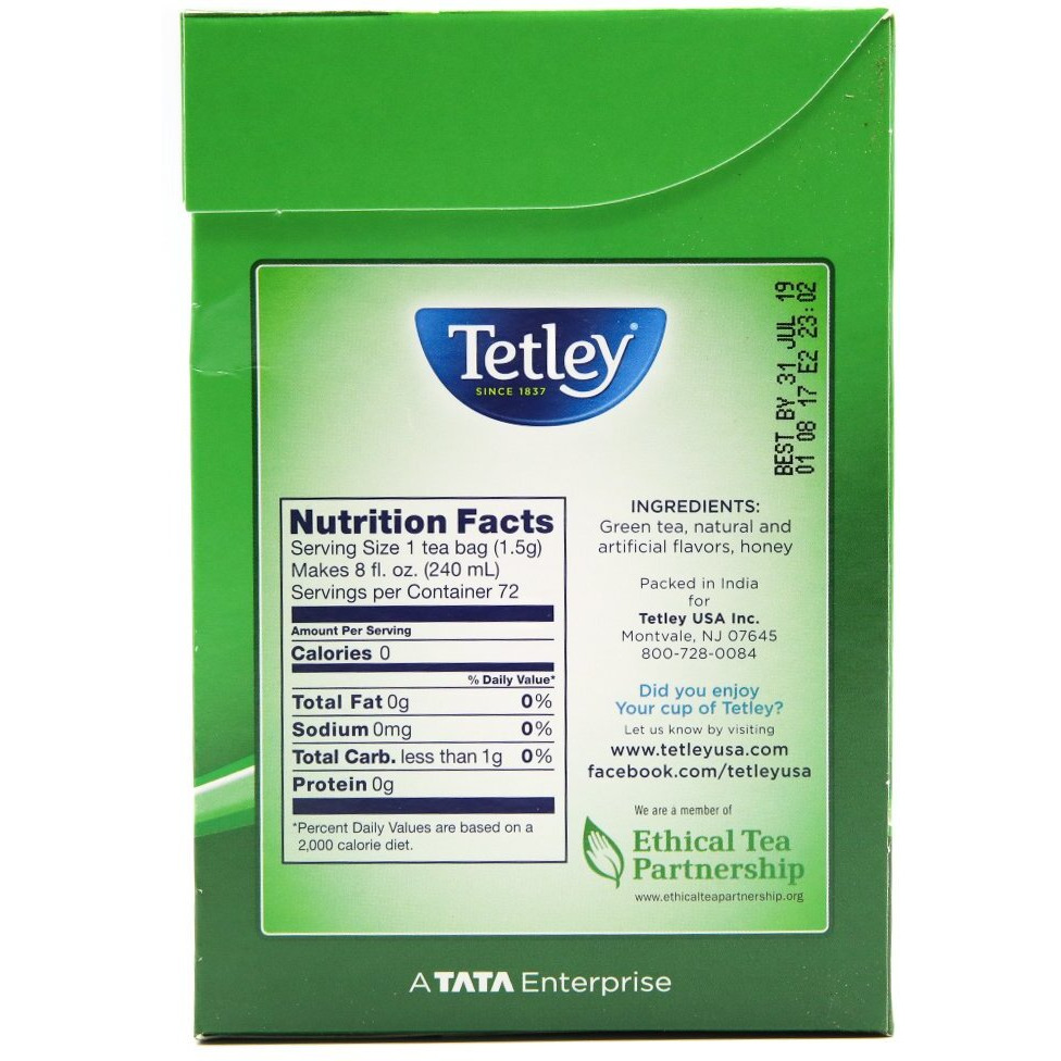 Tetley Green Tea, Honey, 72 Tea Bags | Refreshing, Light Flavor, Natural Ingredients | Ethical Sourcing