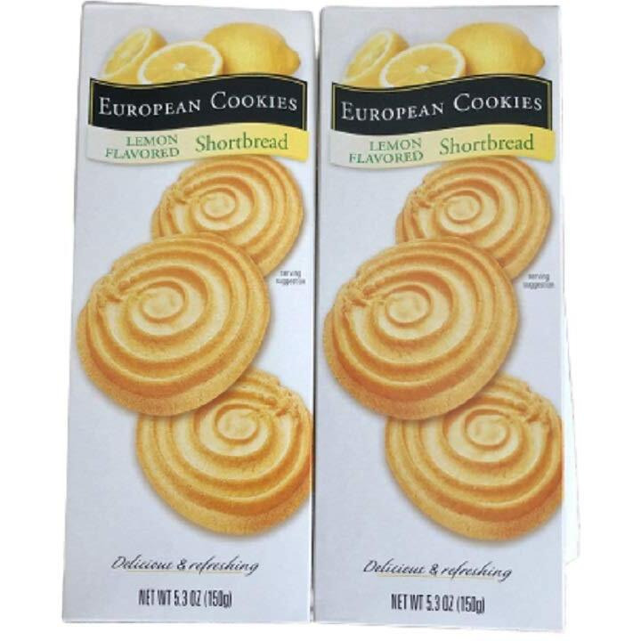 European Cookies Lemon Flavored Shortbread Cookies (Two Boxes)