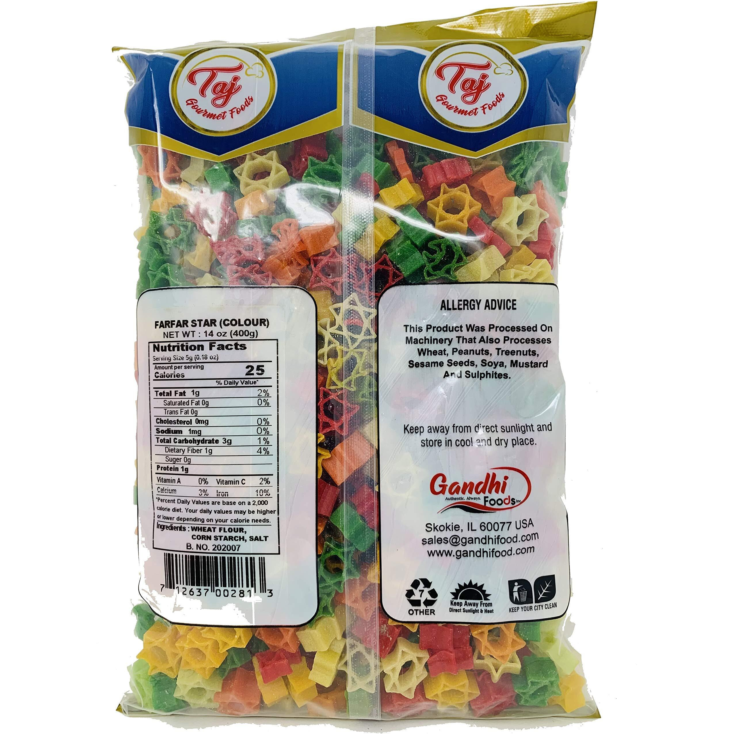 Taj Gourmet Farfar Fryums (Wheat Pellet Tube), 400G (Star)