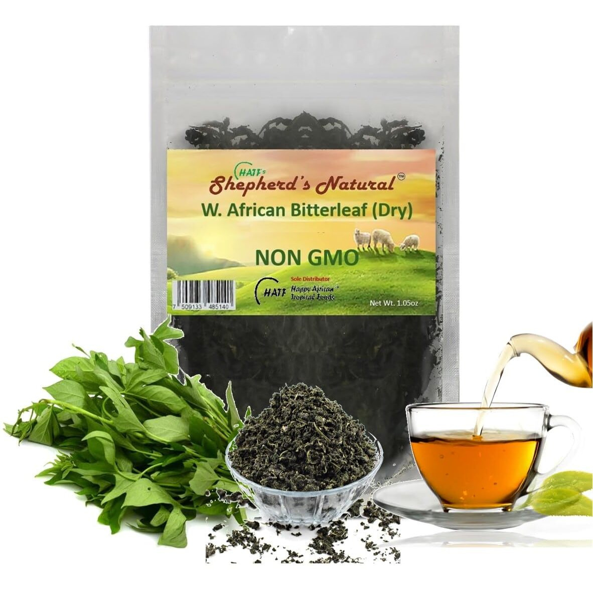 Bitter Leaf (Dry) By Shepherd's Natural. Non Gmo. Sand Free 1.5 Oz / 42.5 G Bag