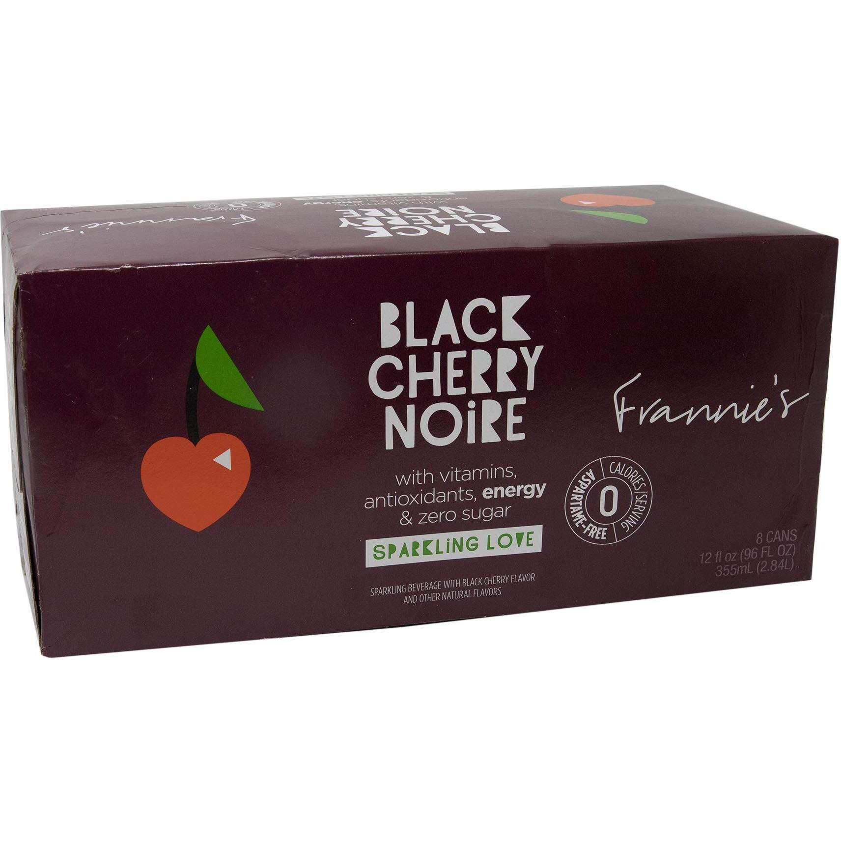 Frannie's Sparkling Beverage- Zero Calories & Sugar, Aspertame Free 8-Pack 12 Fl. Oz. Cans (Black Cherry Noir)