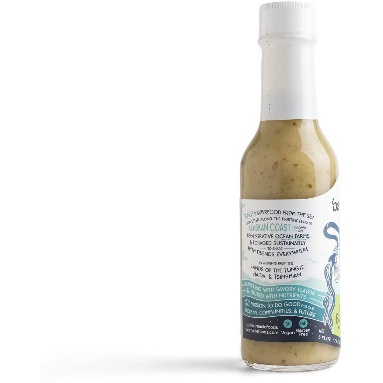Barnacle Foods Serrano Bullwhip Kelp Hot Sauce | Kelp & Serrano Peppers | Made In Alaska | Delicious Savory Umami Flavor & Heat | Packed With Vitamins & Minerals | Great For Dipping & Pouring | 1 Pack