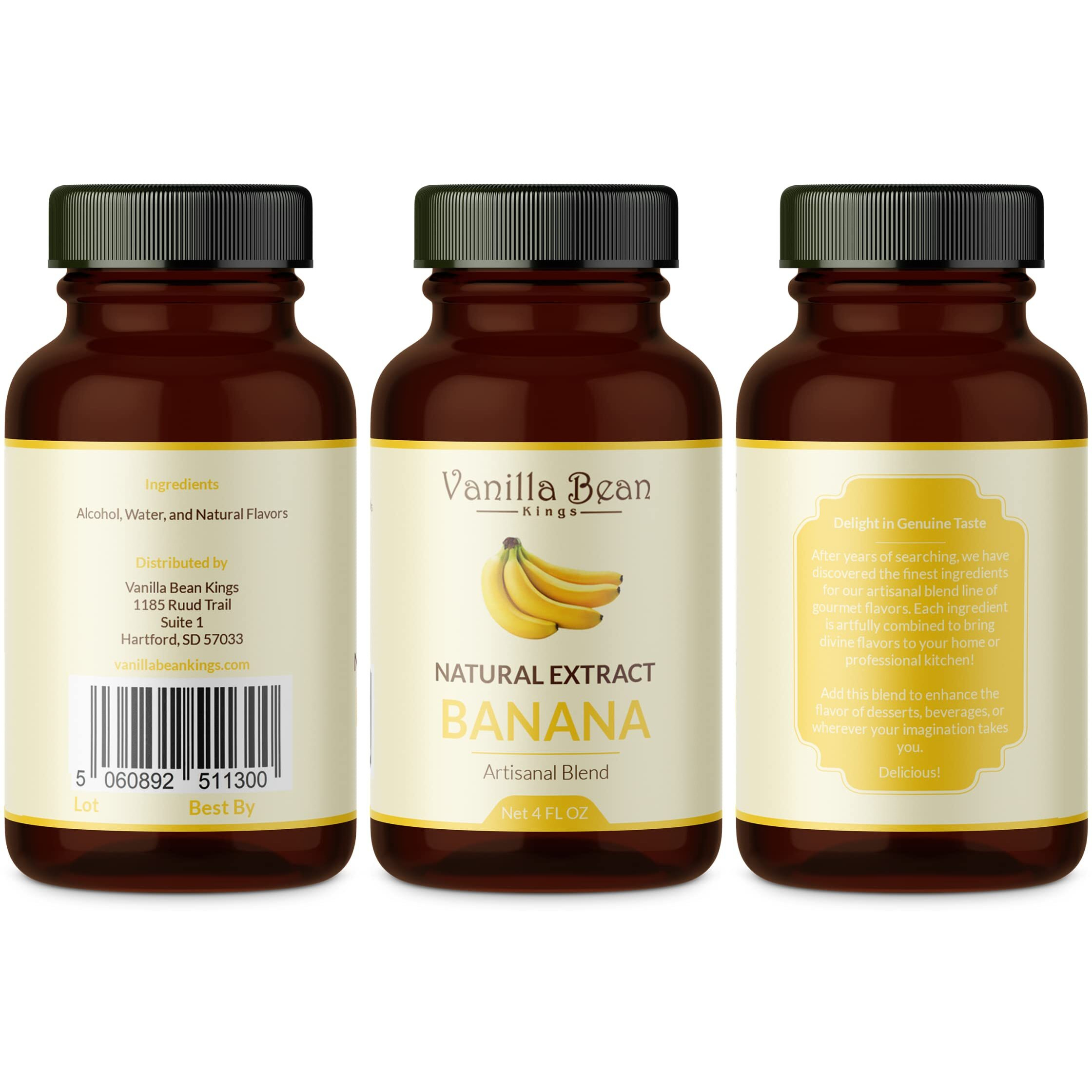 Natural Banana Extract For Baking And Flavoring - 4 Oz - Premium Quality Natural Flavors For Baked Goods, Desserts, & Cooking