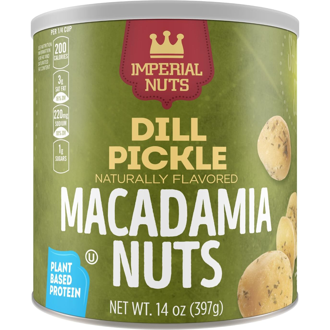 Imperial Nuts - Oil Roasted Macadamia Nuts | Flavored Nuts | Gluten Free, Vegan And Keto Friendly Food | Plant Based Protein, Delicious Buttery Taste | Kosher (Dill Pickle Macadamia Nuts)